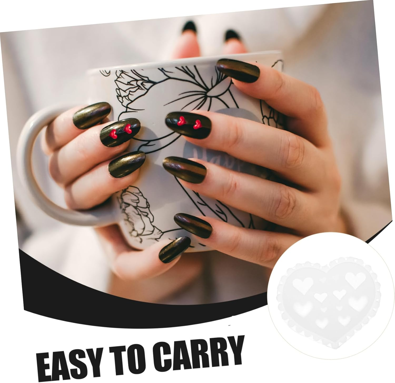 COMPUKAS Unique Design Nail Art Molds Silicone Nail Molds Heart Mould Petals Making Tool image number 4