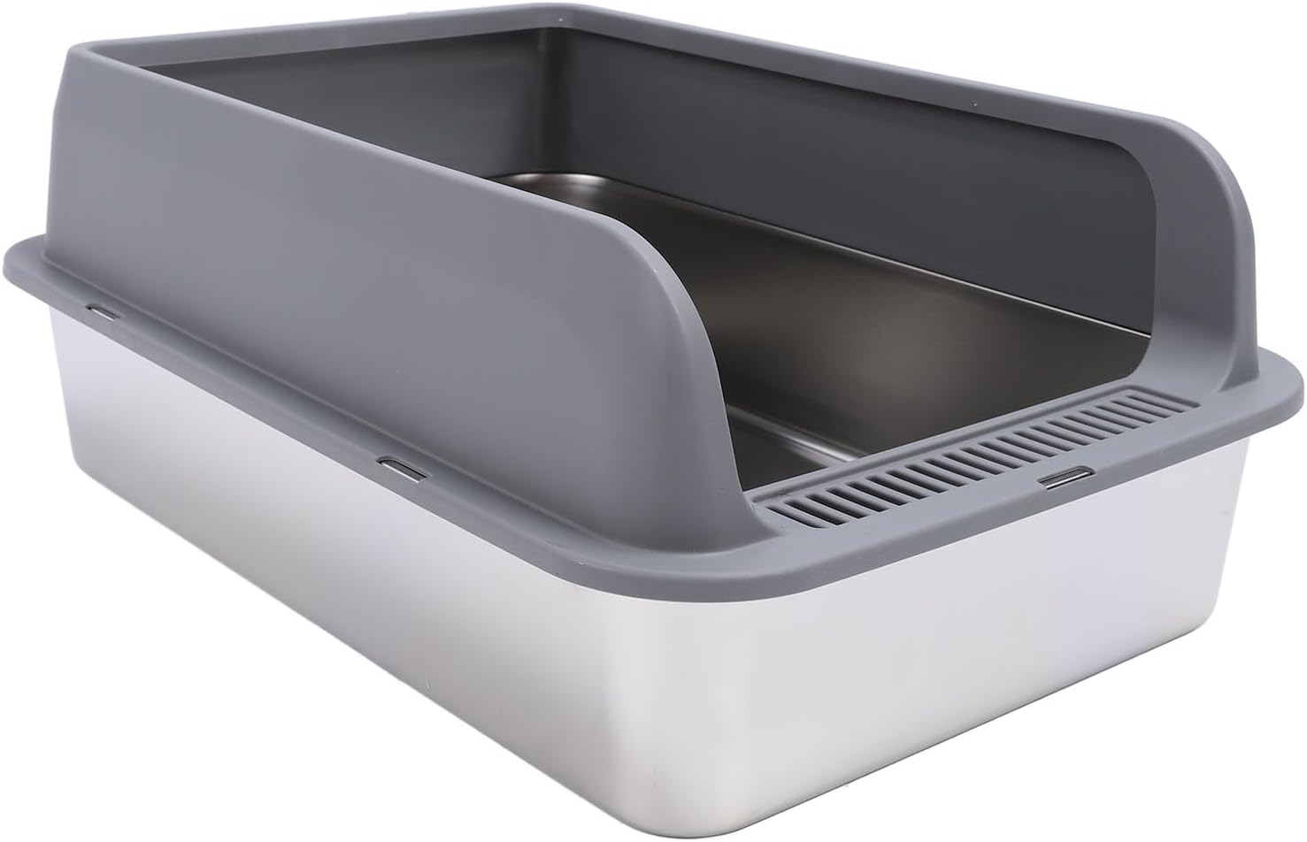 Enclosed Stainless Steel Cat Litter Box with Lid, anti Splashing Odorless Metal Litter Pan Tray with High Wall Sides Enclosure, Non Sticky, anti Leakage, Easy Cleaning (Extra