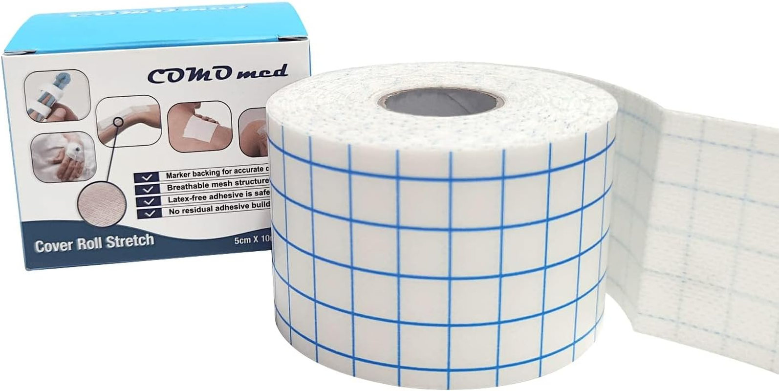 Cover Roll Stretch Non Woven Dressing Retention Tape-Roll Stretch Adhesive Bandage Tape (5Cm, Count, 2) image number 2