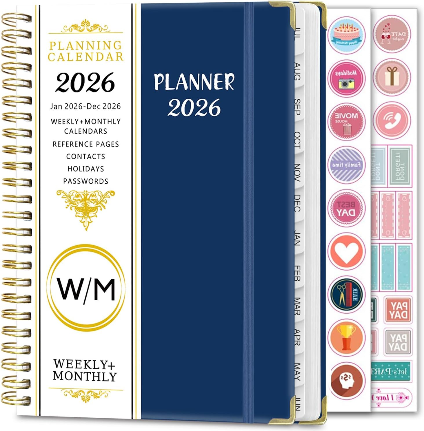 2026 Planner and Diary with Sticker - COZY CORE Weekly and Monthly Planner Spiral Bound, January 2026 - December 2026, Hardcover Planner with Monthly Tabs, Inner Pocket, Perfect for School Home Office