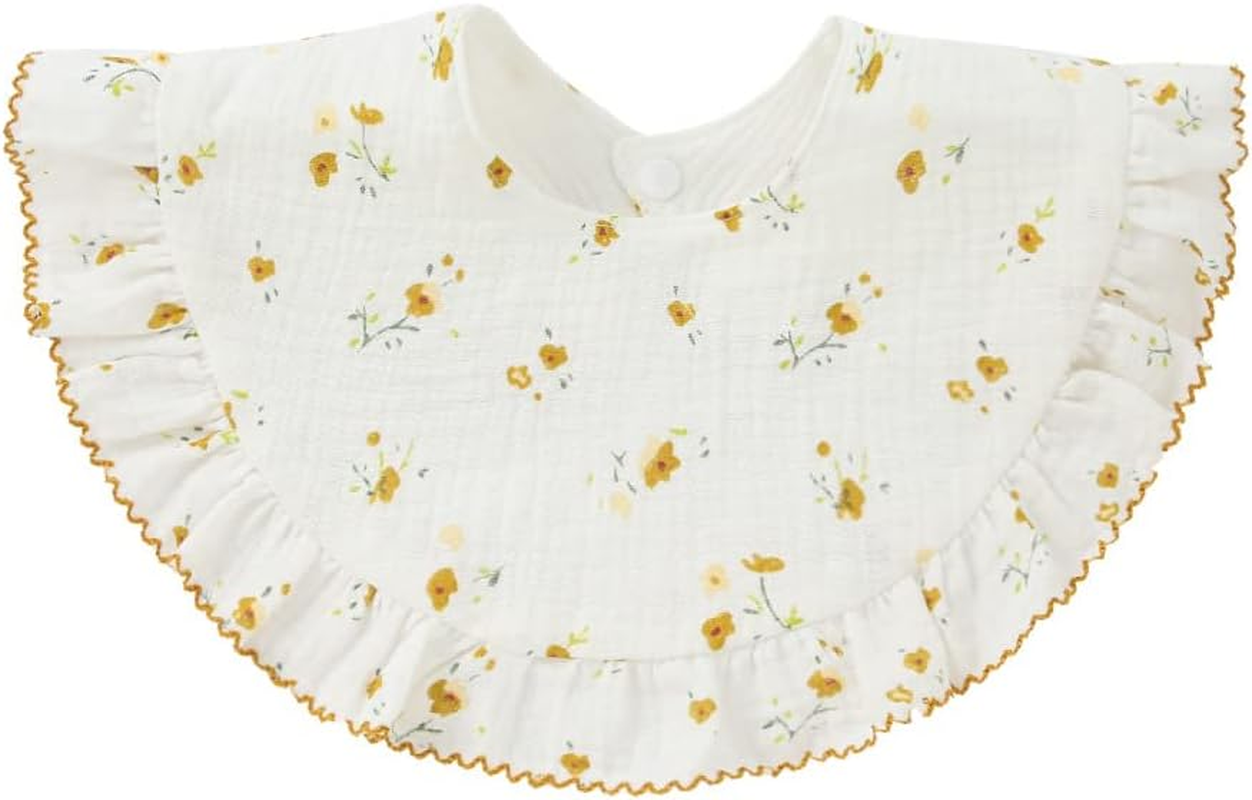 Nishine 4 Pcs Unisex Baby Muslin Bandana Drool Bibs 360 Degree Rotatable Cotton Teething Feeding Drooling Bibs for Boy Girl