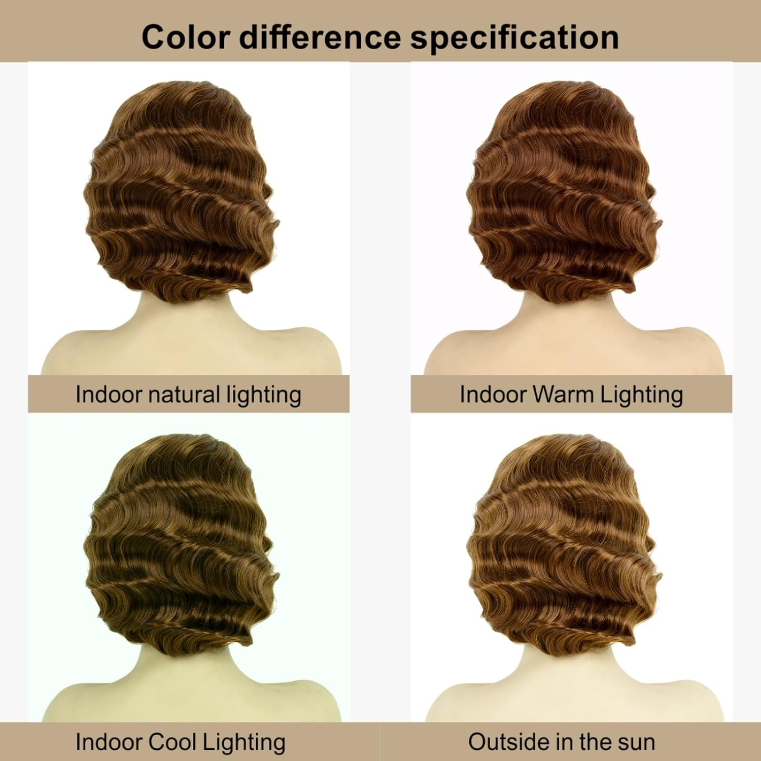 Short Brown 1920S Wig for Women Gatsby Roaring 20S Finger Wave Party Synthetic Full Vintage Wigs for Womens Lady Cosplay Costume Fancy Dress 1920 Flapper Wig image number 3