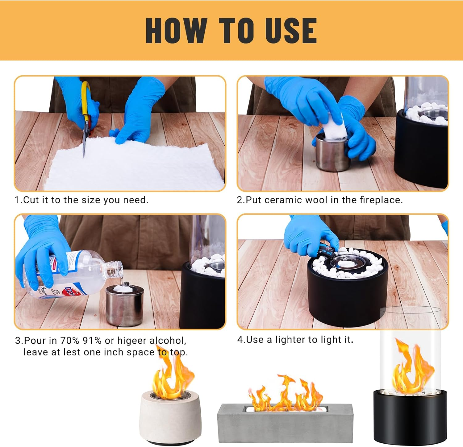 Holymaji 6 Pieces Ceramic Wool Sponge Replacement for Tabletop Fire Pit Bowl to Extend Burning Time - Ceramic Wool Wick Insulation for Bioethanol Fuel Fireplace (12" D X 8" W X 2" H) image number 2