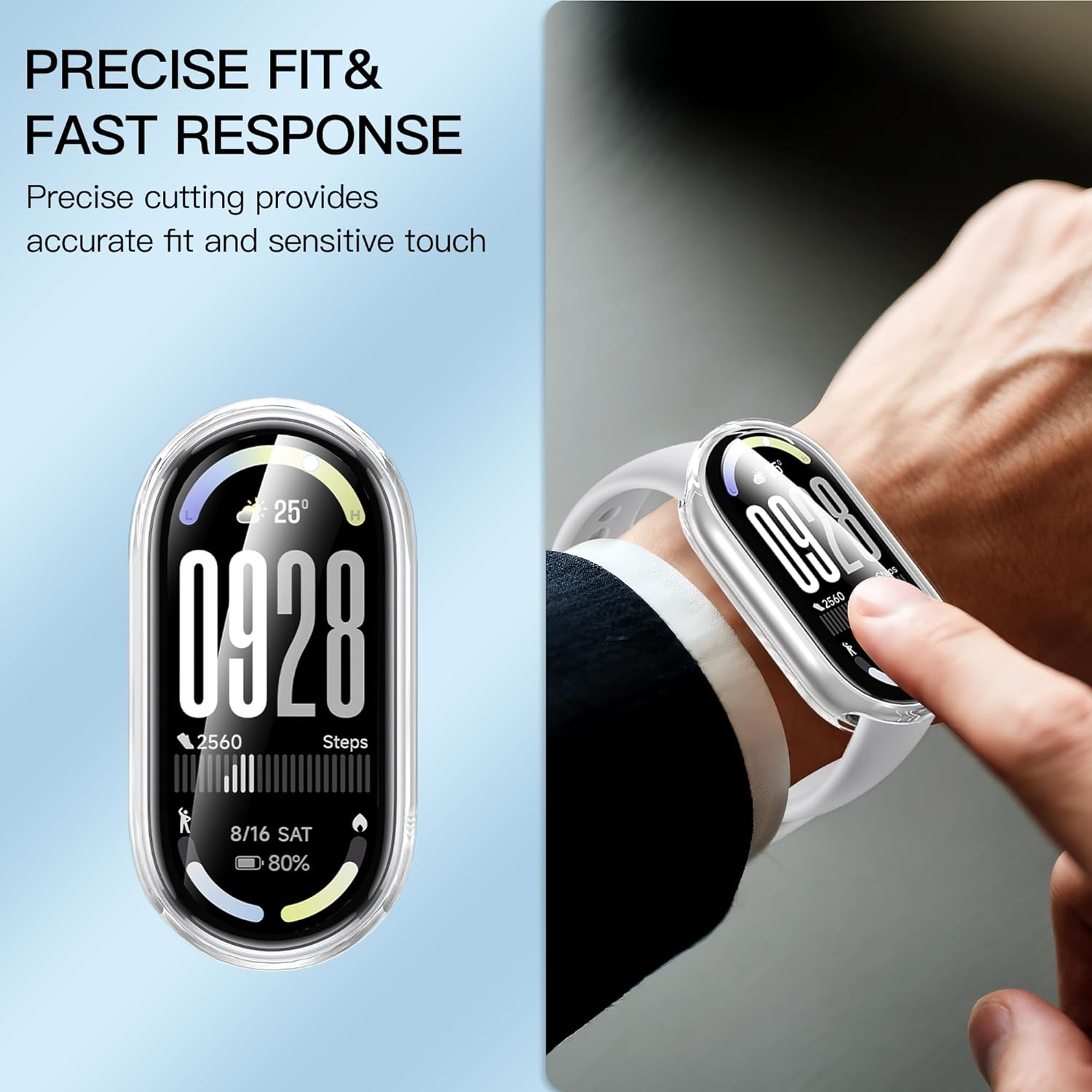 Diruite Pack of 3 Case for Xiaomi Smart Band 10, Protective Case, Soft TPU, Shockproof Screen Protector Case, Transparent, Transparent image number 3