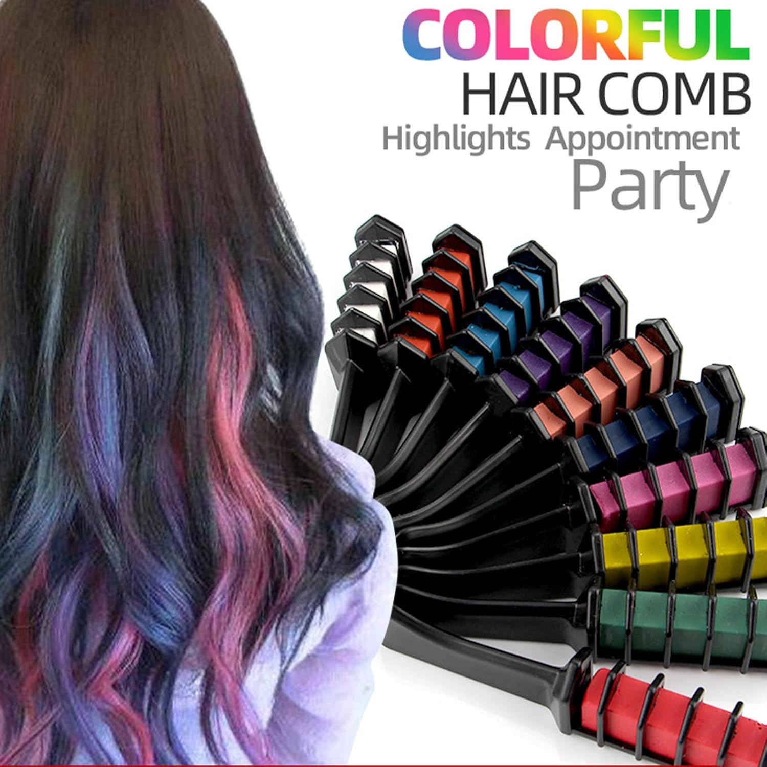 Hair Chalk for Girls Kids 10Pcs, Temporary Bright Hair Color Chalk Comb Set, Birthday Gifts Children'S Day Halloween Christmas Makeup Cosplay DIY Party Favors