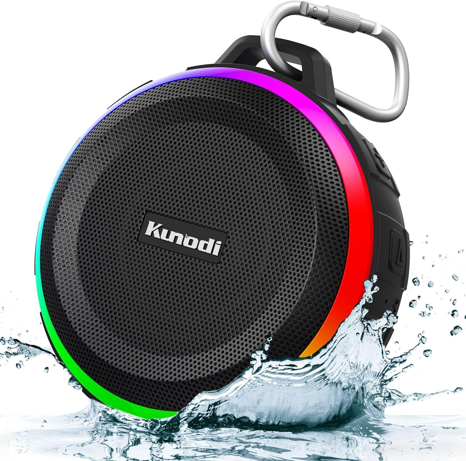 Kunodi Bluetooth Shower Speaker with IPX7 Waterproof, Dynamic Lights, Crisp Clear Sound, True Wireless Stereo, Clip Portable for Pool Beach Boat Kayak Float Golf image number 3