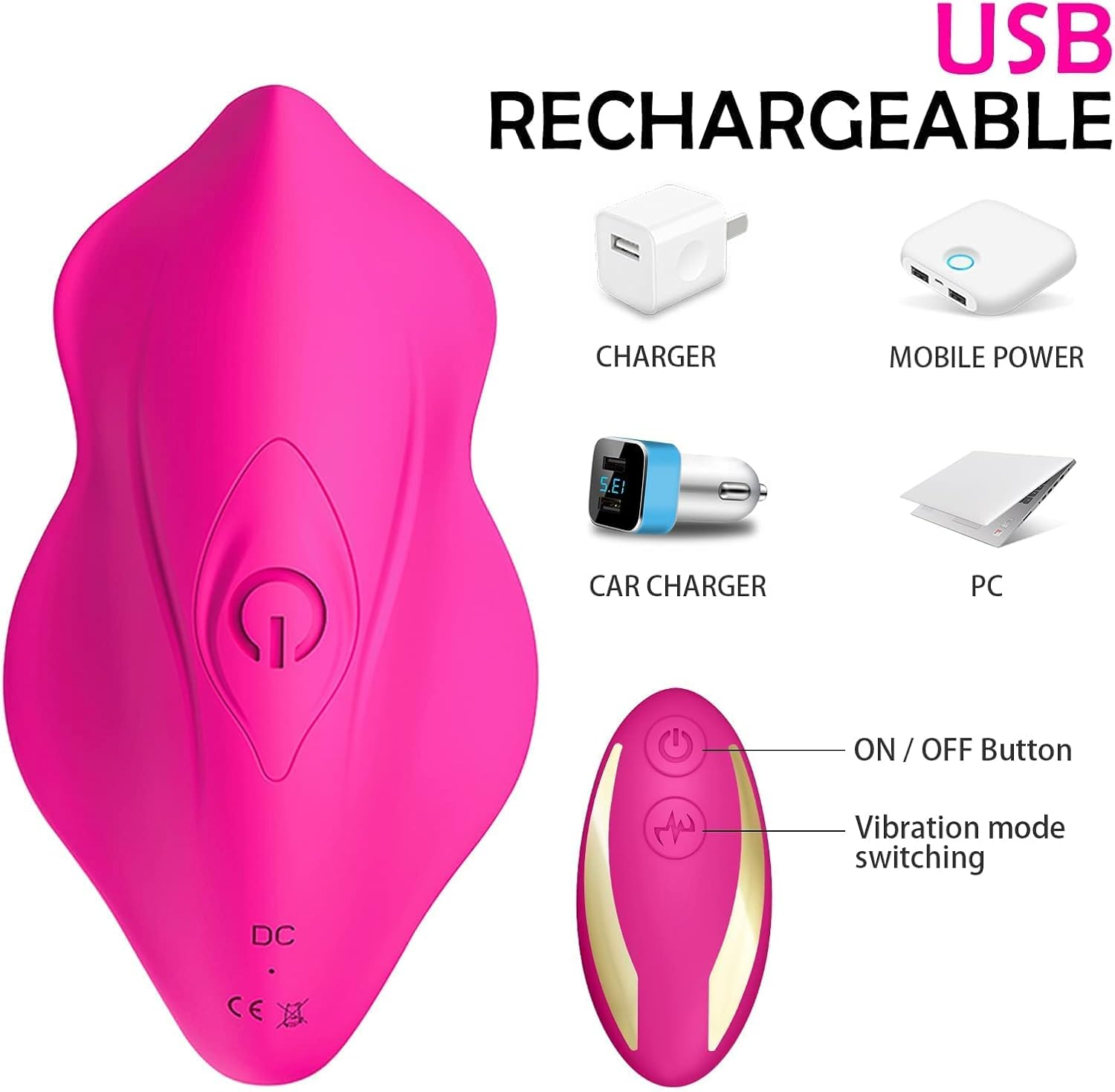 Wearable Panty Vibrator with Wireless Remote Control Vibrating Eggs,Rechargeable Butterfly Vibrators Clitorals Stimulator for Women Vibrating Panties Wearable Clit Vibrator Sex Toy for Couple (Rose) image number 4
