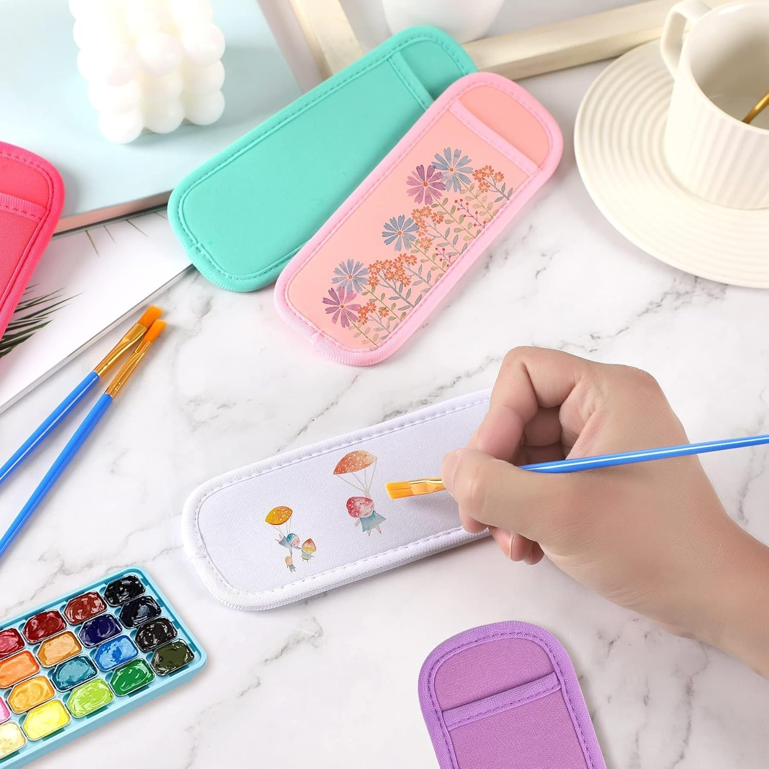 JANYUN 24 Pack Reusable Popsicle Bags Ice Pop Sleeves Antifreezing Sleeves (Multicolor) image number 1