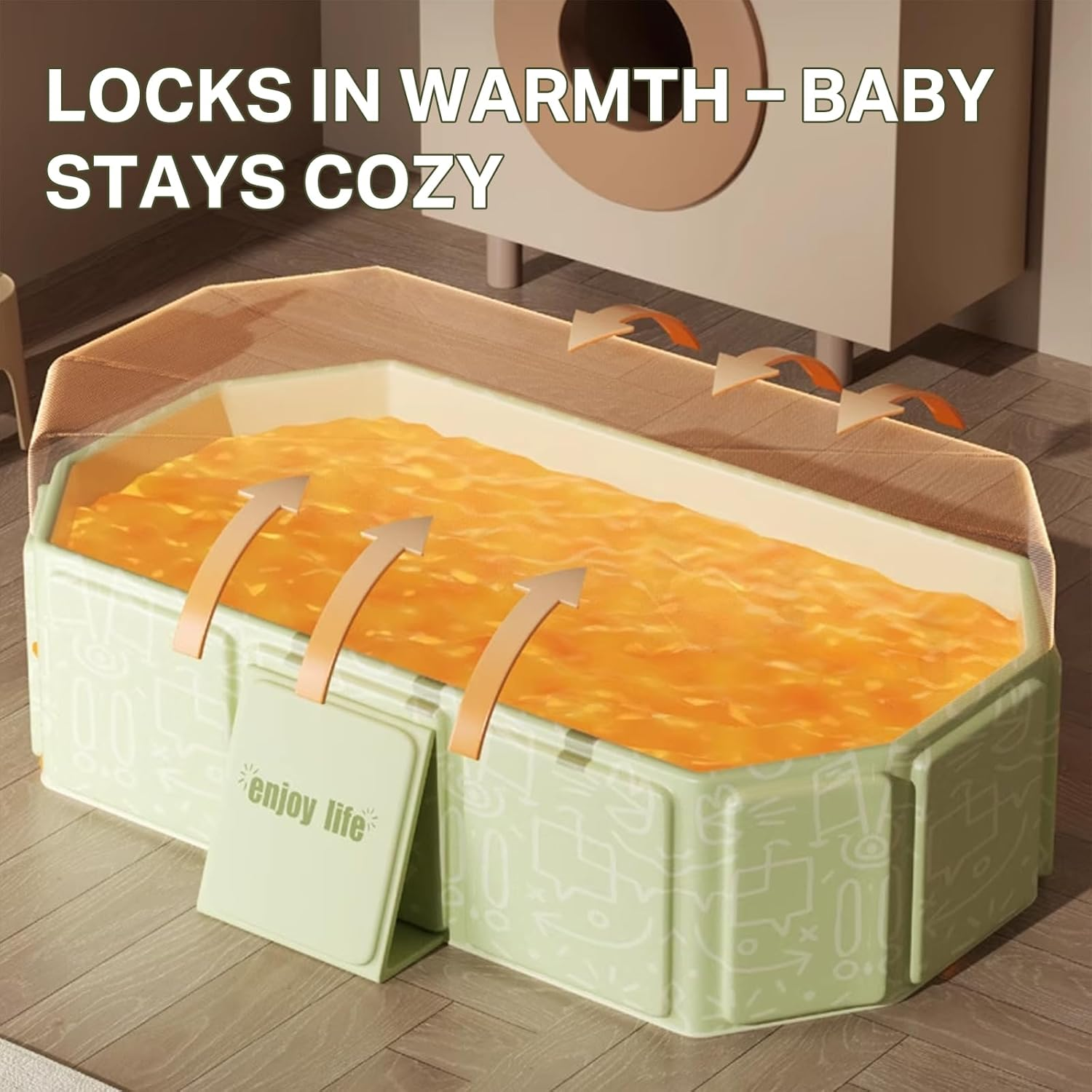 Portable Baby Bathtub, Foldable Tub for Shower, Collapsible Travel Tub to Toddler 70&times;75Cm (Green) image number 1