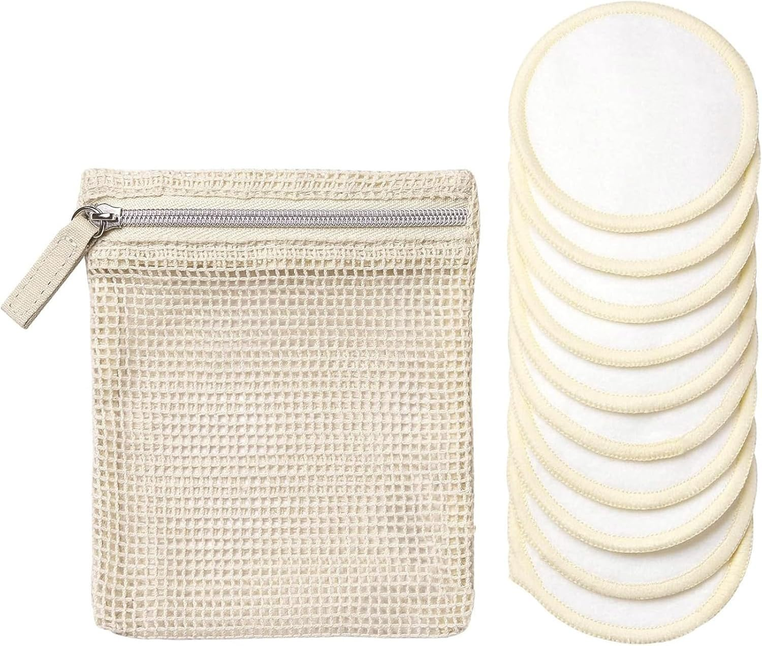 CTOUUGRS Reusable Makeup Remover Pads Eco Friendly Cotton and Bamboo Rounds for Facial Toner and Exfoliants with Washable Storage Bag 10 Count image number 2