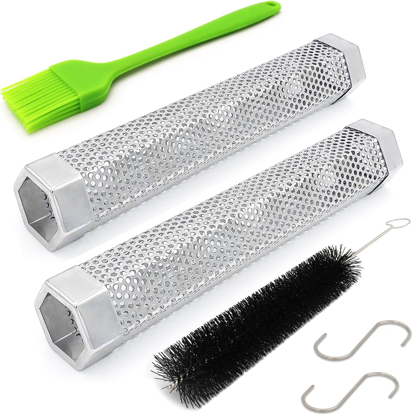 Smoke Tube 12" Smoker Tube for Pellet Grill 2 Pack Cold/Hot Smoking Generator for BBQ Stainless Steel Wood Pellet Tube Smoker Fit Electric Gas Charcoal Grill image number 6