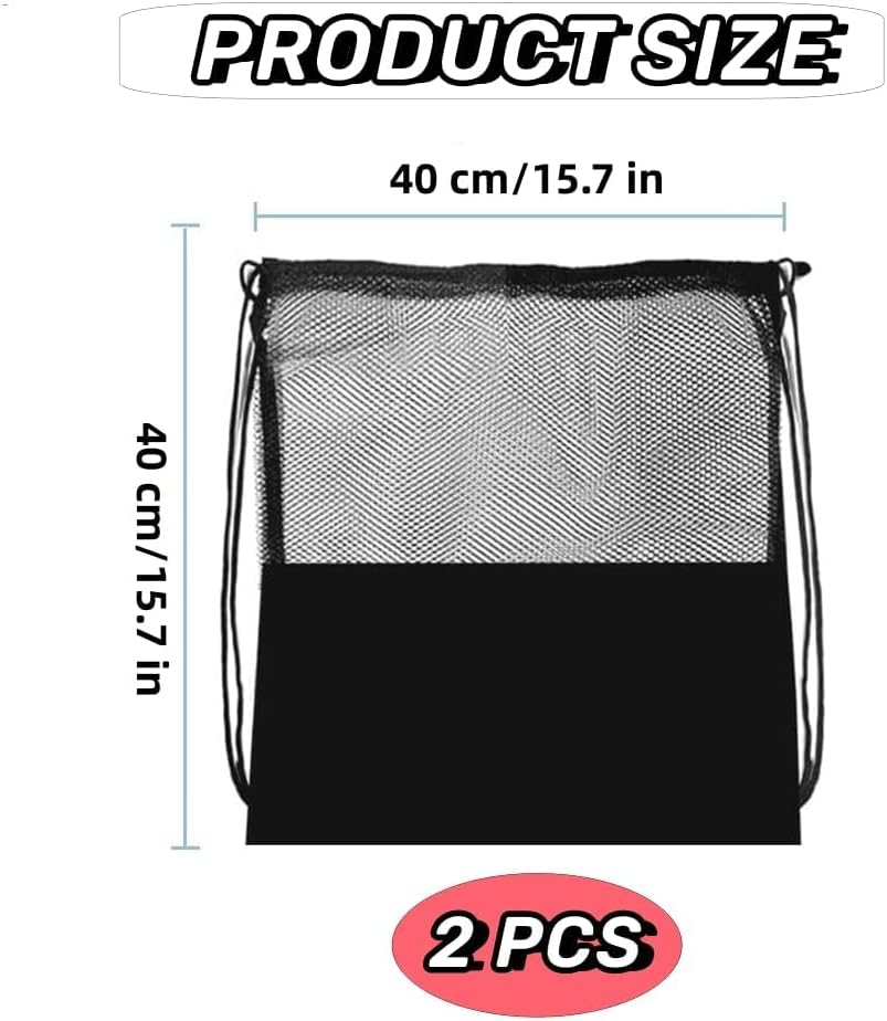 Drawstring Mesh Sports Ball Bag - 2Pcs Basketball Carrying Net for Football, Athletic Gear, Sport Game Ball Storage - Heavy Duty Backpack image number 1