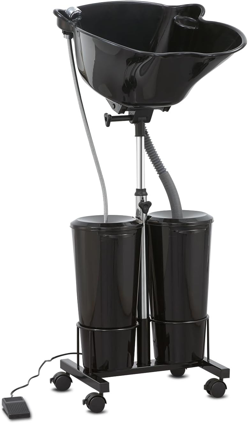 Nazalus Portable Shampoo Bowl with Electric Pump (Pack of 1) | Adjustable Basin Height, Dual-Bucket Design with Drain Hoses | Home & Barber Use | Black image number 6