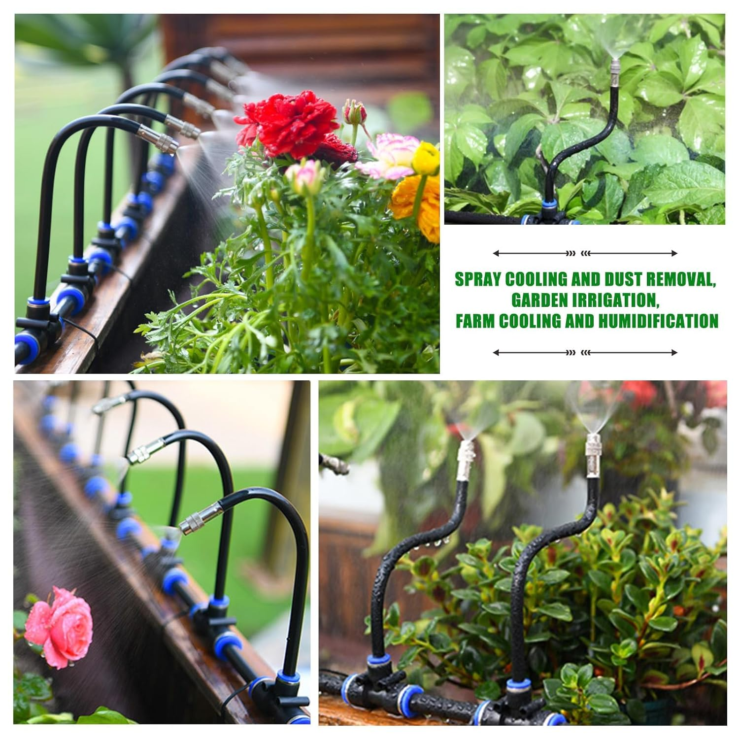 360&deg; Adjustable Drip Irrigation System - 115FT Garden Watering System with 30 Nozzles, Garden Irrigation Kit, Misting System for Yard, Lawn, Plants, 12Mm Hose image number 5