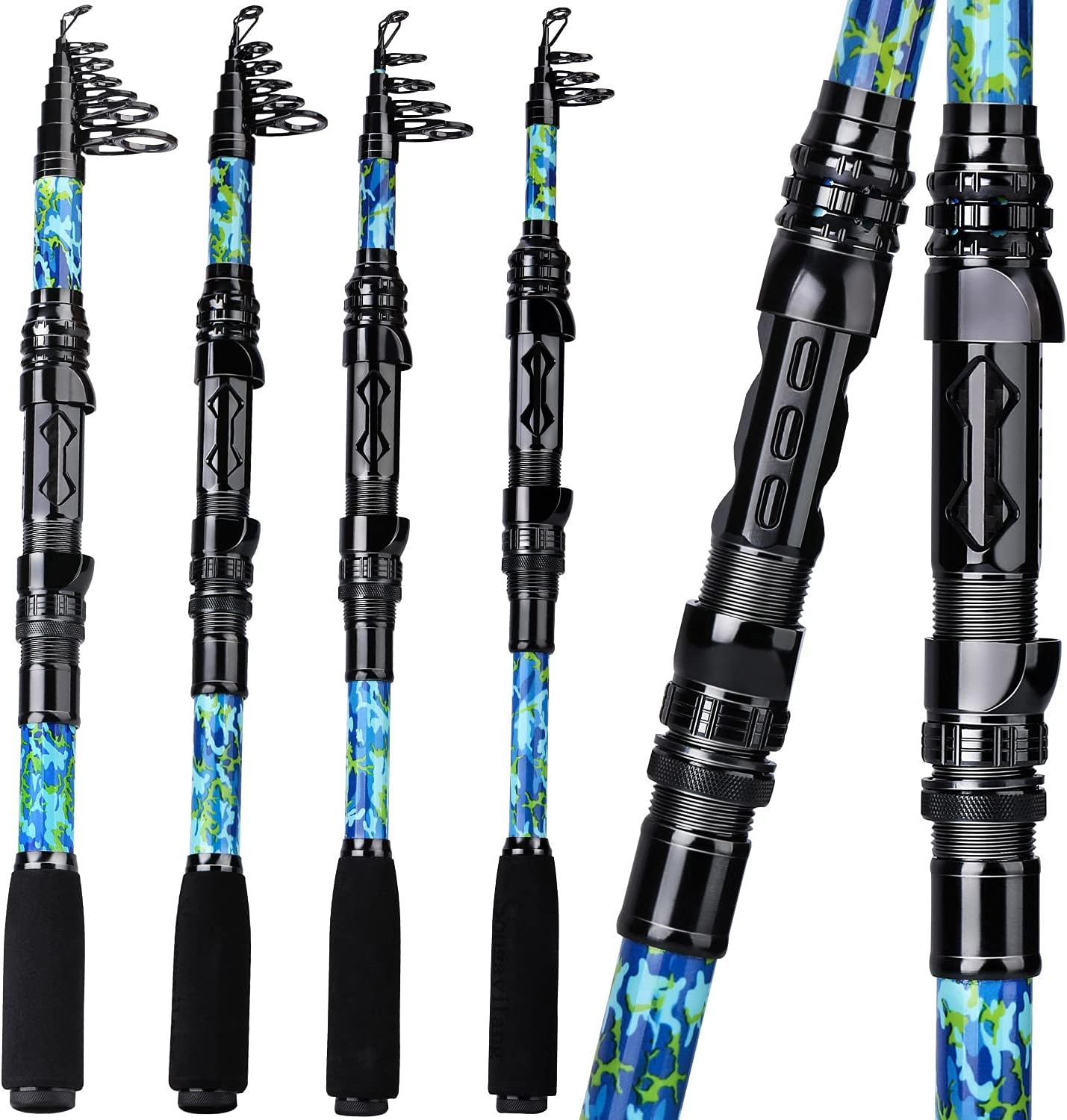 DYSIX 1.8M 2.1M 2.4M 2.7M Spinning Rod En Fiber De Carbone Haut De Gamme En M&eacute;tal Bobine Set Double Assurance Fixe Voyage Tige Ultra L&eacute;g&egrave;re 2.4 M image number 2