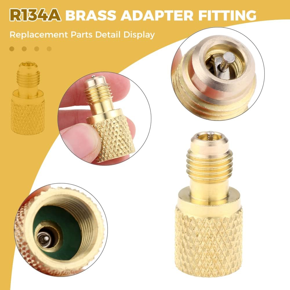 Mtsooning 2 Pcs R134A Brass Adapter Fitting, 1/4" Male to 1/2" Female Freon Refrigerant Tank Adapter with Valve Core Replacement for AC Refrigerant System Vacuum Pump Port Connection image number 2