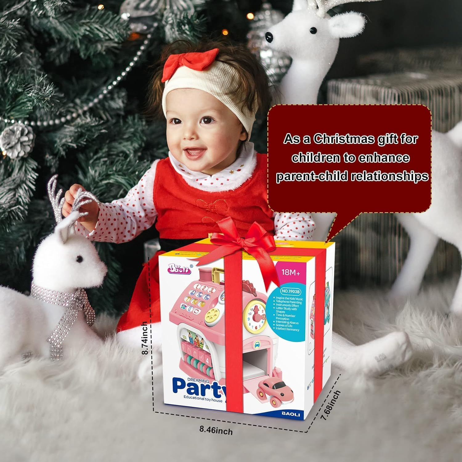 Montessori Toys for 1+ Year Old Girl - Toddler Toys Age 1-2, 8-In-1 Toys with Sound/Lights/Music/Clock/Telephone/Car, Smart Learning Home image number 2