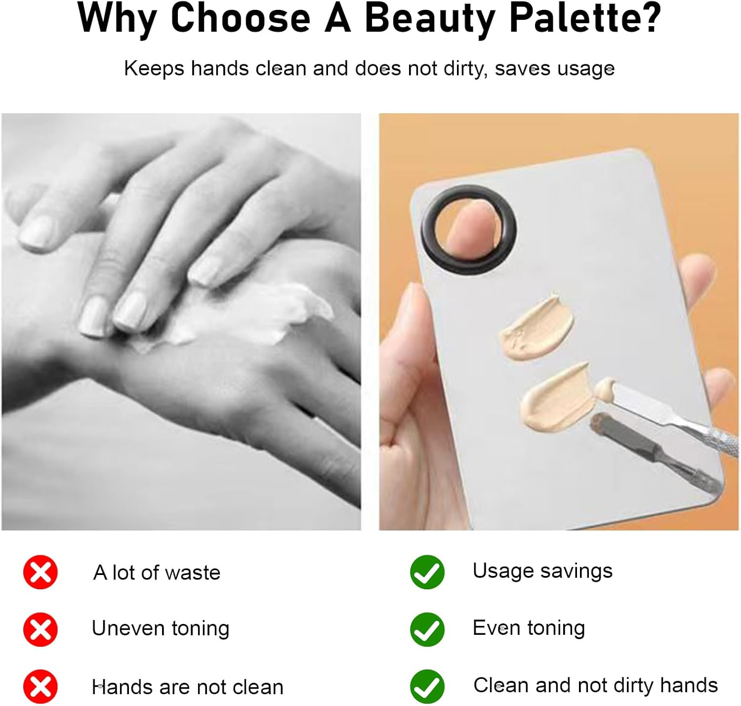 Stainless Steel Makeup Palette Set - 2-Pack Premium Mixing Palette with an Integrated Spatula, Professional-Grade Tool for Makeup & Nail Art Applications image number 3