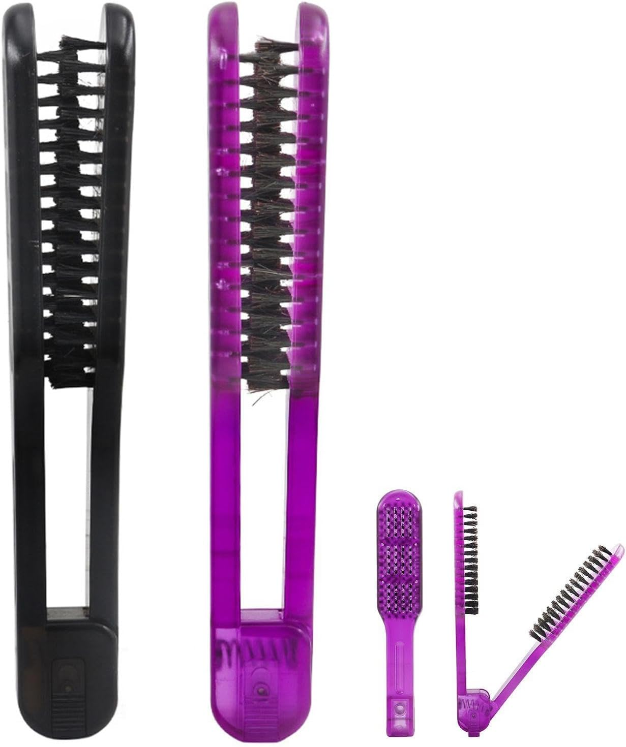 Pack of 2 Double Sided Straight Hair Comb, Flat Perm Brush, Antistatic Smooth Hair Brush, Hair Styling Props (Black, Purple) image number 1