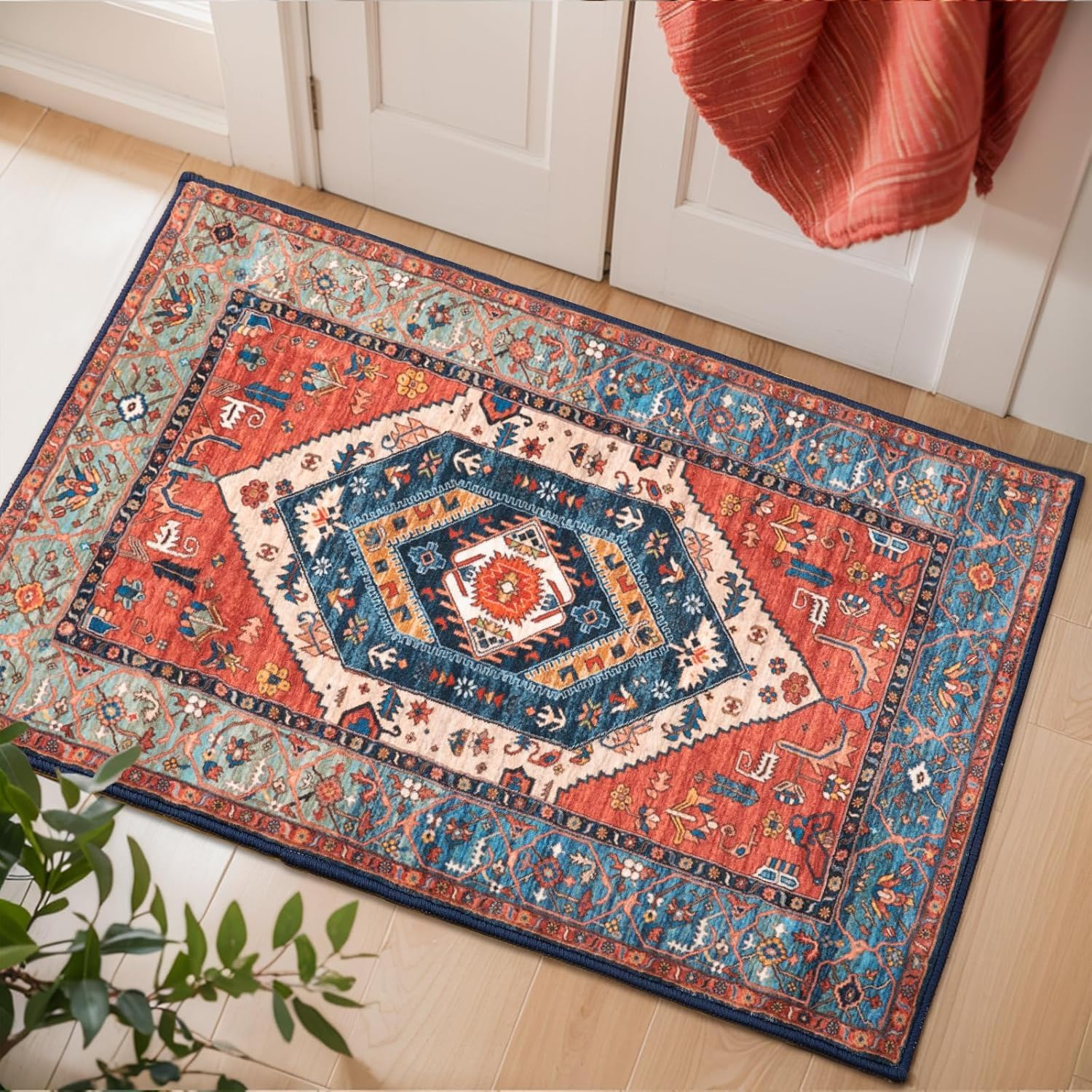 Boho Runner Rugs for Hallway 2X3 Extra Long Washable Non-Slip Hallway Runner Rug Low-Pile Stair Kitchen Runner Oriental Throw Carpet Runner for Entrance Bathroom Living Room Rug Foyer