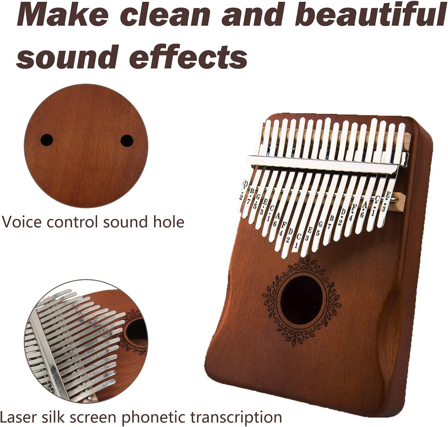 17 Keys Thumb Piano Worthplanet Wood Finger Piano Kalimba Thumb Piano Solid Finger Piano Mahogany Body for Beginners and Professionals W150001