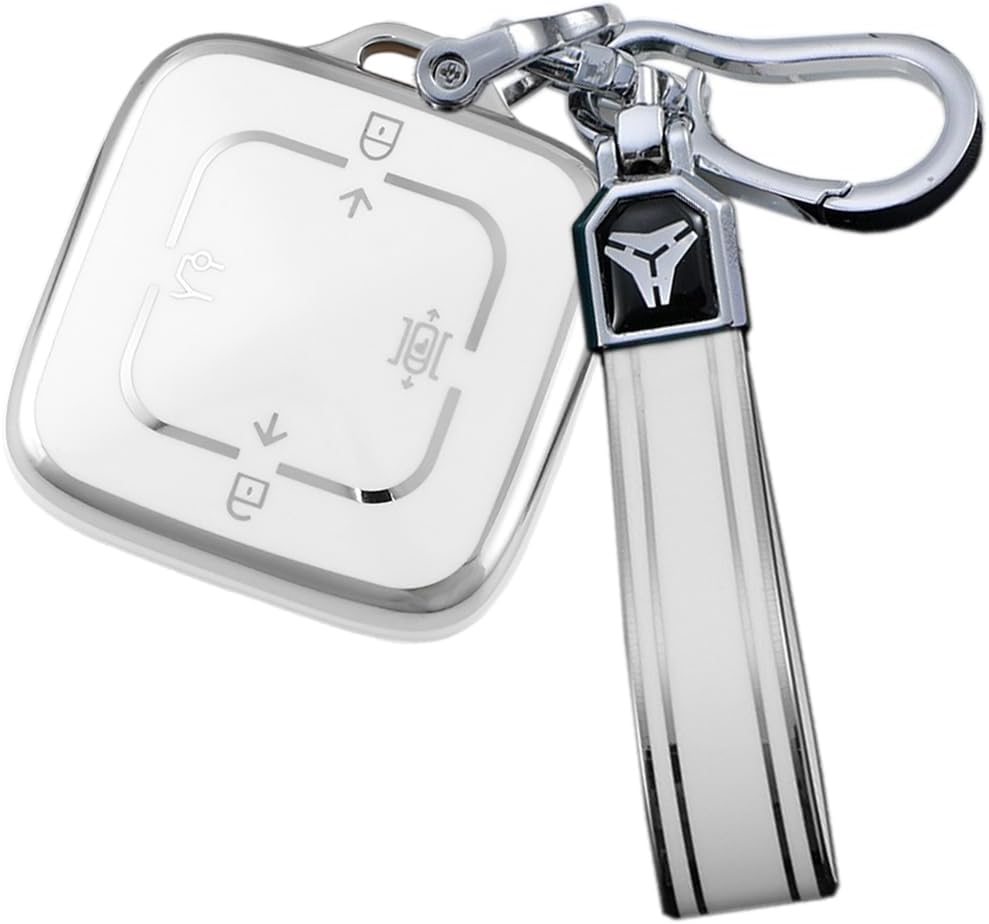 Ontto TPU Car Key Fob Cover Fit for Zeekr X 001 007 009 7X Key Holder Smart Case Shell Keyring Keychain Protector Car Styling Accessories Silver White 1 - 1-Silver Black image number 5