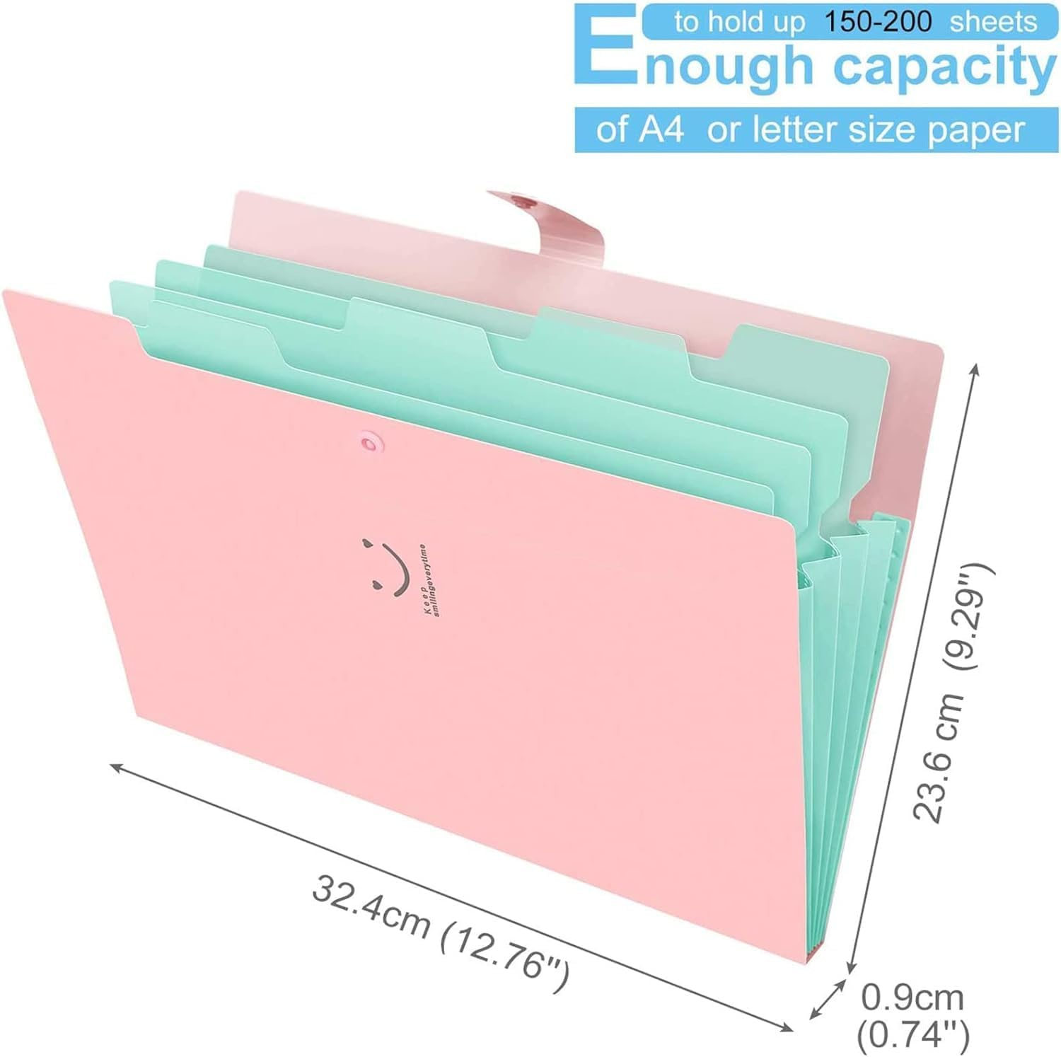 SOVYOULIVE 10PCS Expanding File Folder with Labels, 5 Pocket A4 Letter Size Accordion File Organizer for Document School Office Supplies(10 Colors) image number 6