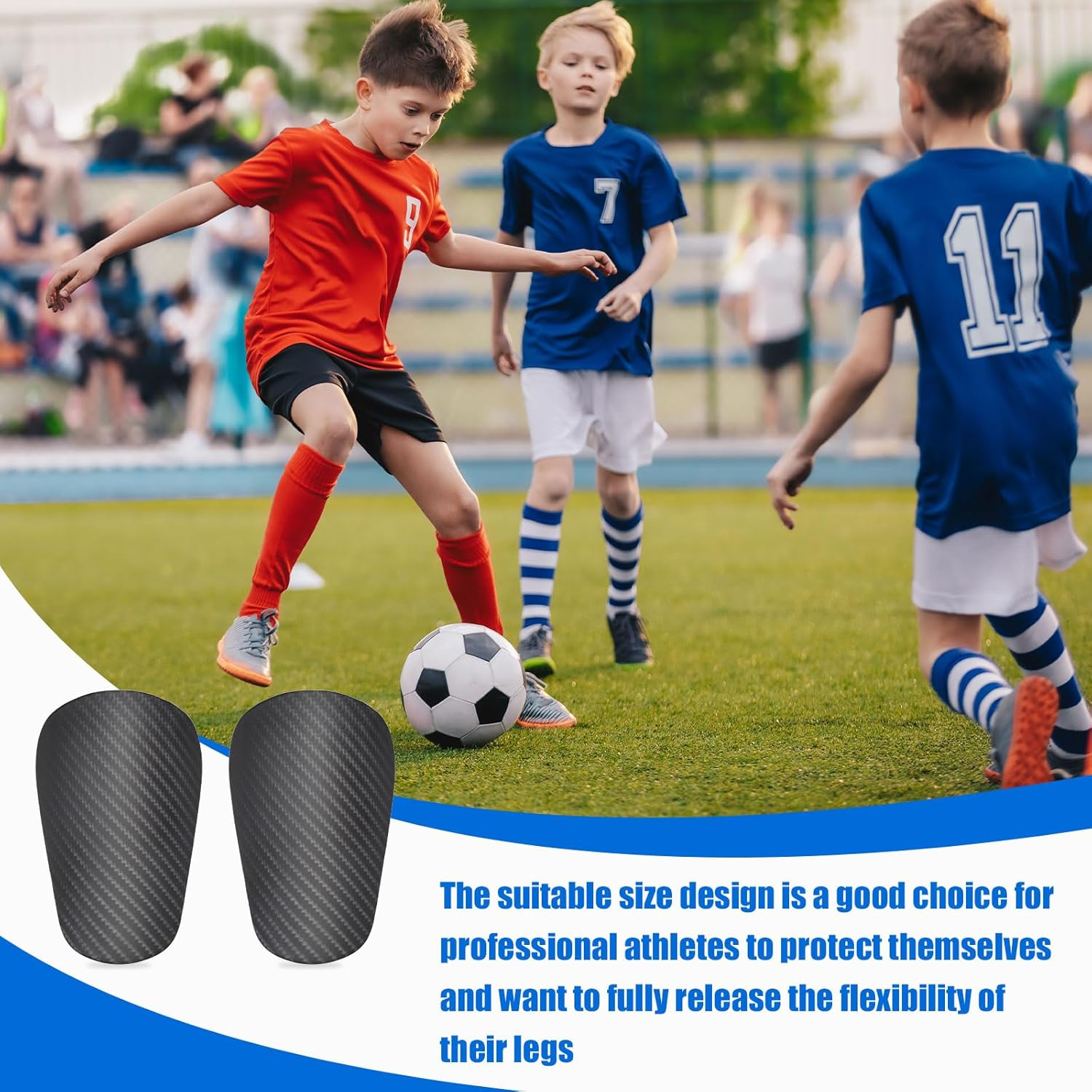 2Pcs Soccer Shin Guards, 4.72X3.07In Extra Mini Football Shin Guards Youth and Adults Miniature Small Tiny Pad Protective Equipment for Men Women Kids Boys Girls(Size L) image number 1