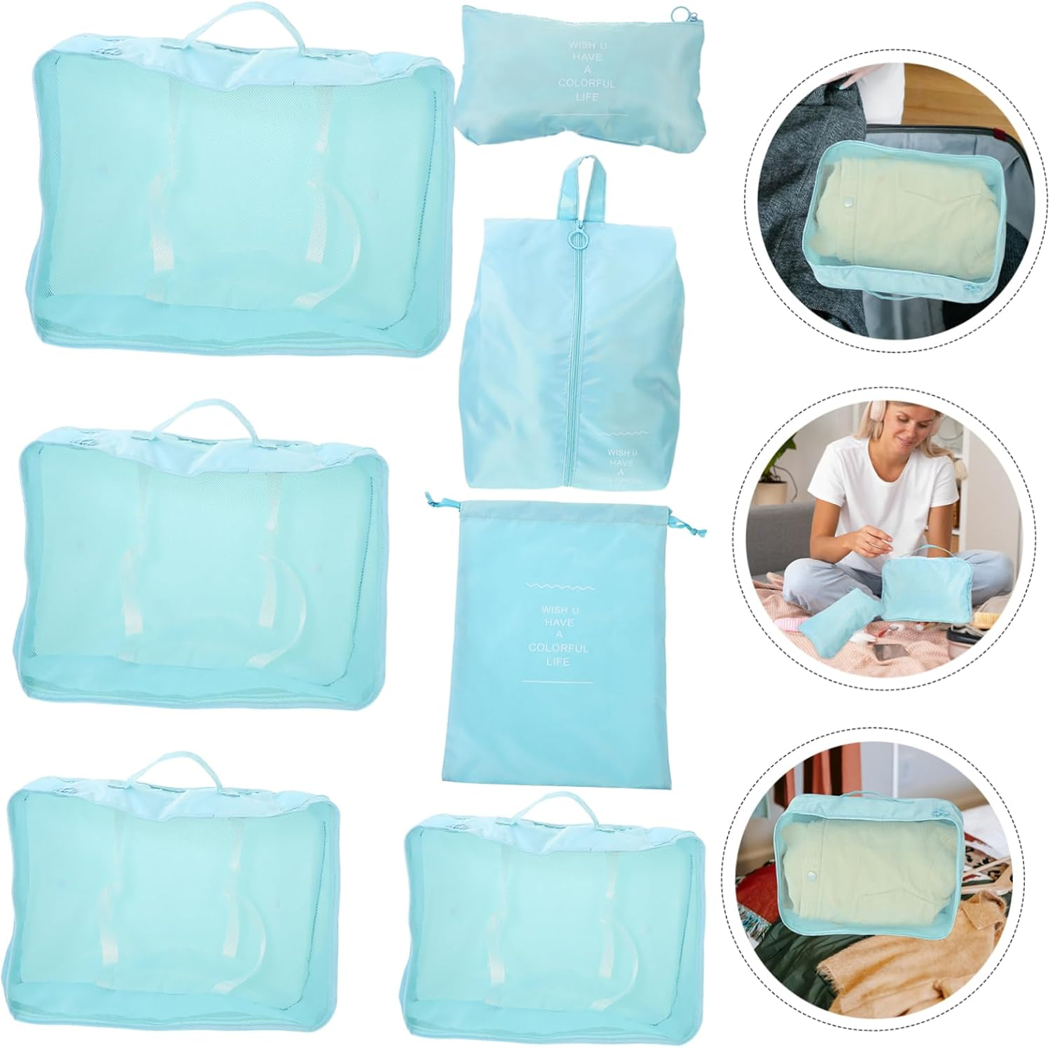 TINEASUR 7Pcs Travel Toiletries Bag Packing Cubes for Suitcases Travel Storage Bag Organiser image number 4