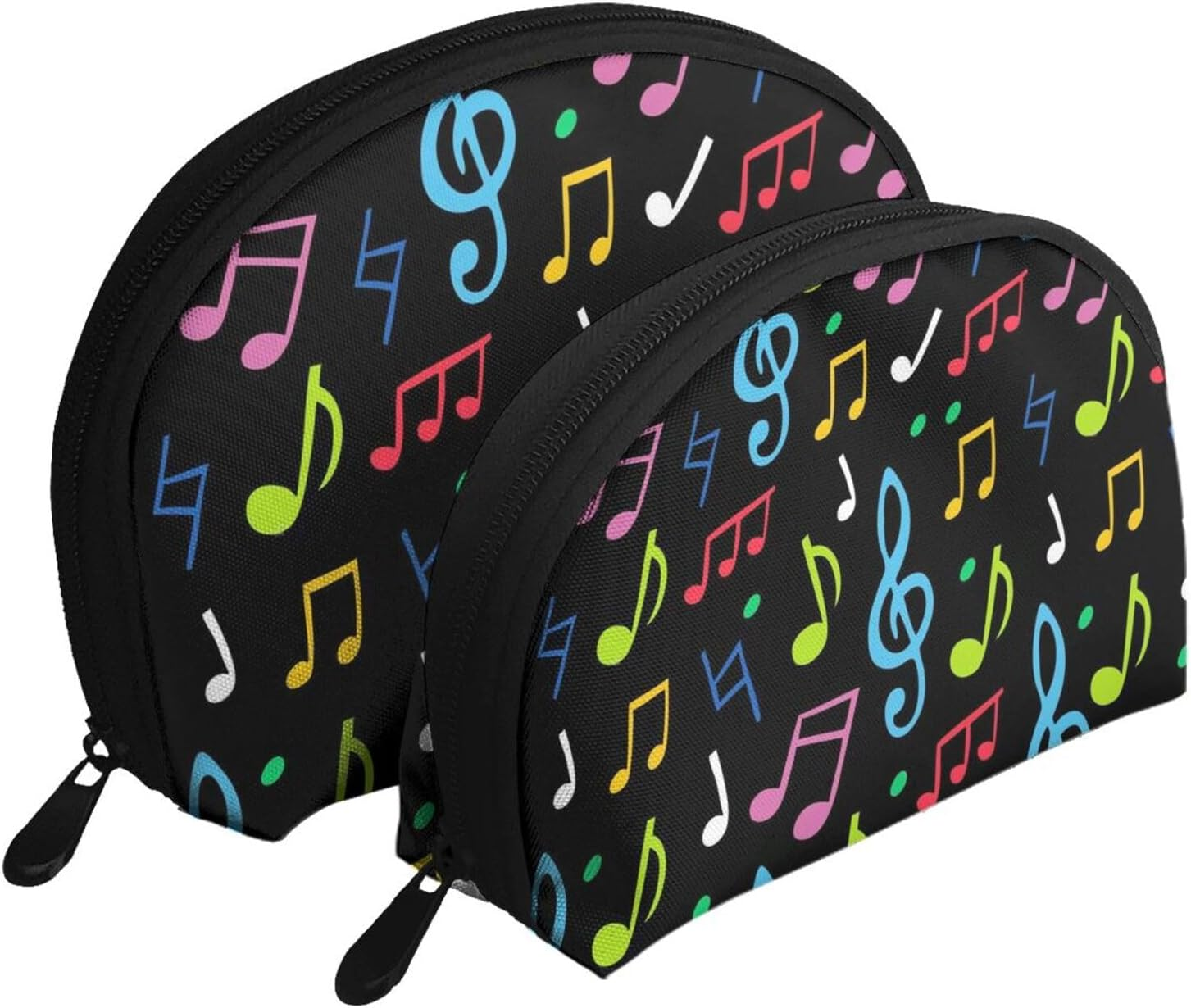 Cozimangoe Coin Pouch Makeup Bags Set, 2 Piece Shell Shape Cosmetic Bag with Pockets for Daily Travel Handbag Lipstick Keys Toiletry, Personalized Music image number 1