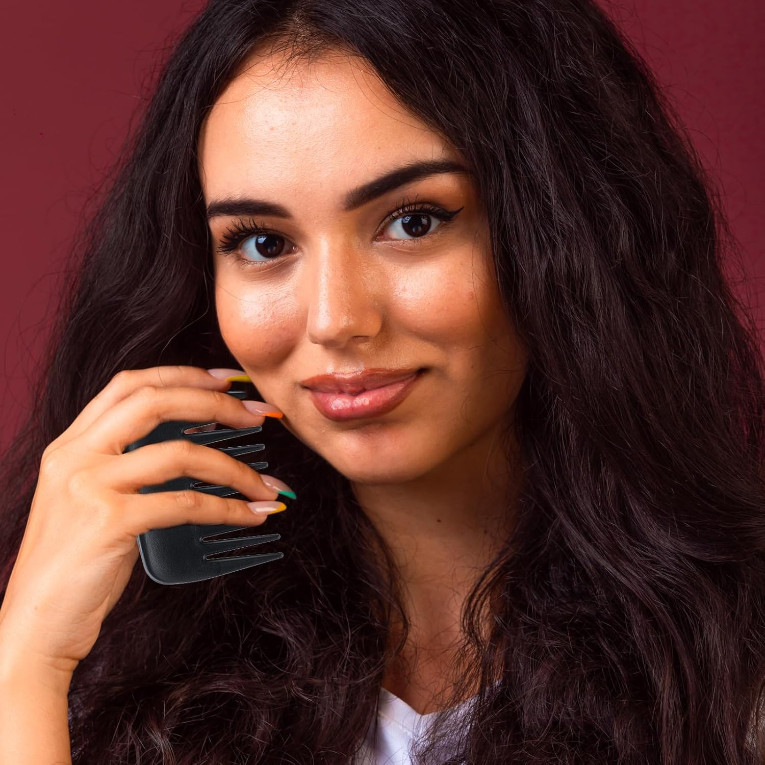 Hair Detangling Comb, 2 Pieces Mini Palm Combs Small anti Static Wide Tooth Combs Professional Streaker Brush Pocket Travel Hairstyling Comb for Men Women Thick Curly Wavy Wig Hair, Black image number 3