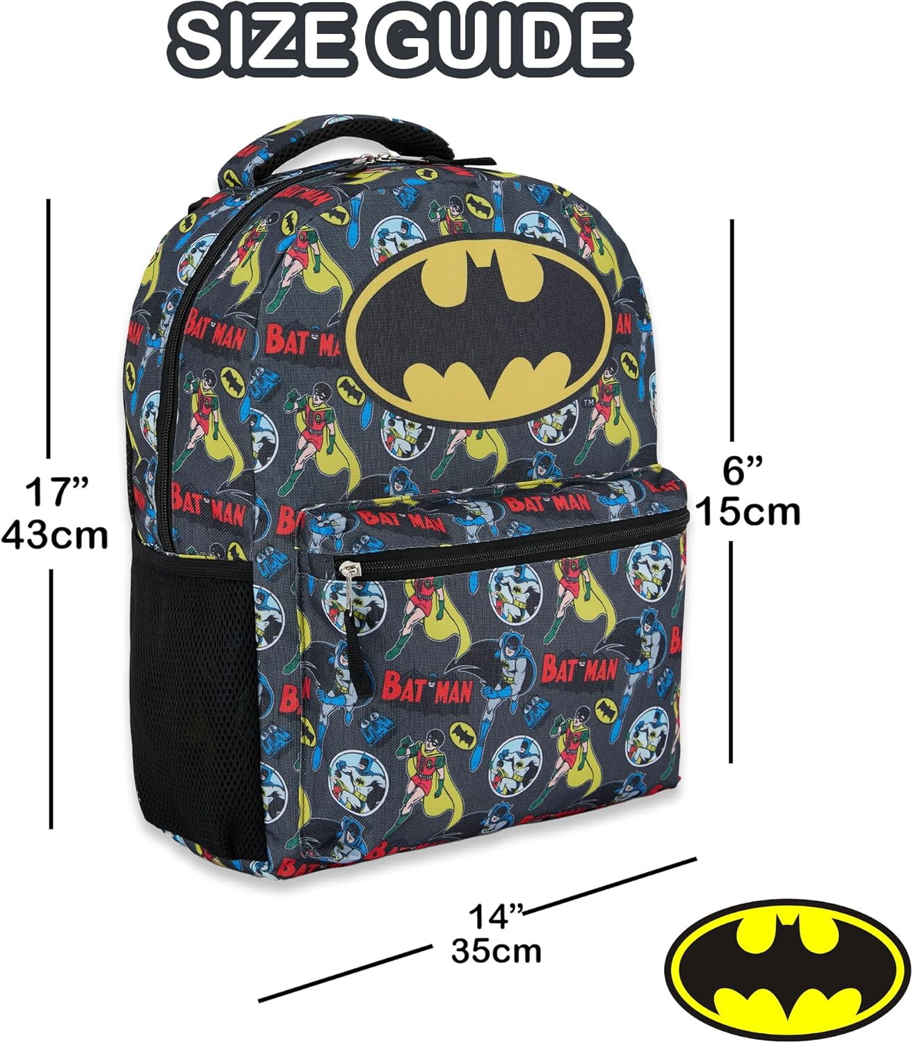 DC Comics Kids Batman Backpack - Batman, Superman, the Joker Bookbag for Boys Girls Toddlers and Adults School Bag image number 5