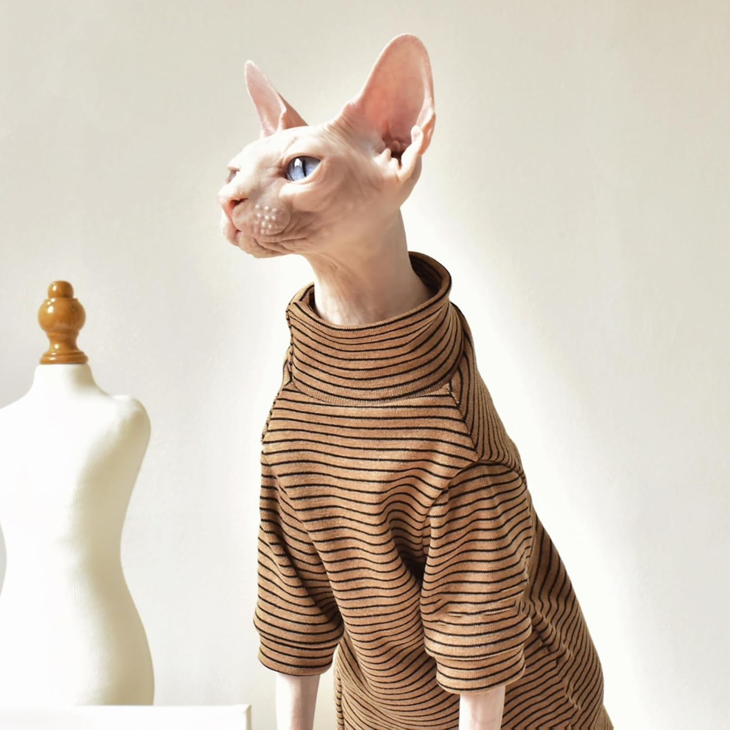 UOSIA Sphynx Cat Clothes Cat Sweaters for Cats Only Hairless Cat Pajamas Turtleneck Kitten Onesie Thermal Small Cat Soft Pullover for Sphynx, Devon, Cornish image number 5