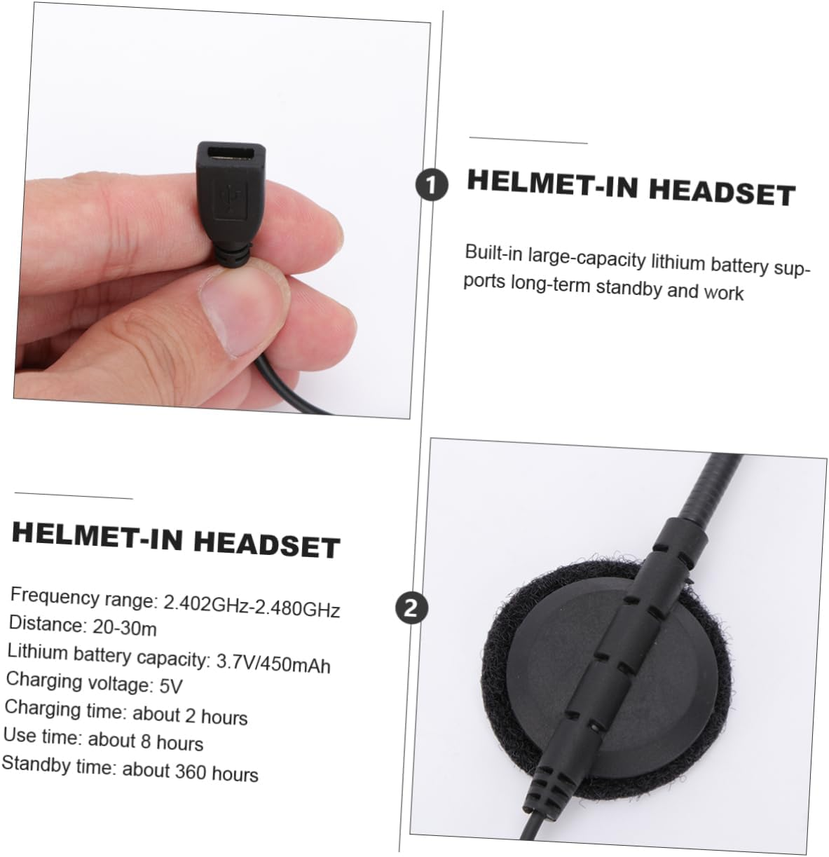 Jojofuny Dk11 Motorcycle Helmet Headset Wireless Earphone Ip54 Waterproof Riding Headset Compatible Outdoor Motorbike Riding image number 2