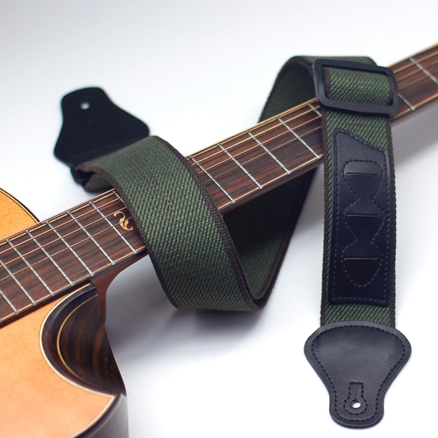 Guitar Strap, Soft Cotton Straps with 3 Pick Holders, Strap Button Headstock Adaptor, 1 Pair Locks and 3 Picks Set for Electric/Acoustic Guitar