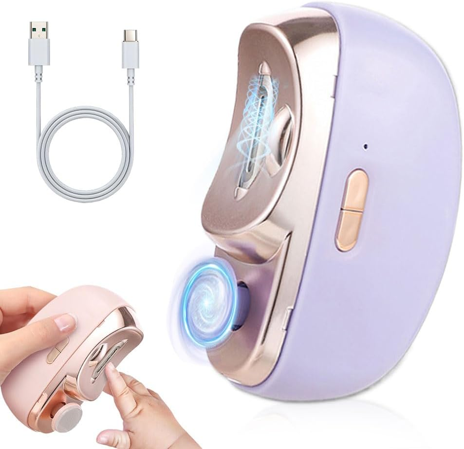 2 in 1 Electric Polishing Automatic Nail Clippers, 2025 New Automatic Electric Nail Clippers Nail File with Light Electric Toe Nail Clipper for Seniors Adults Baby (White)