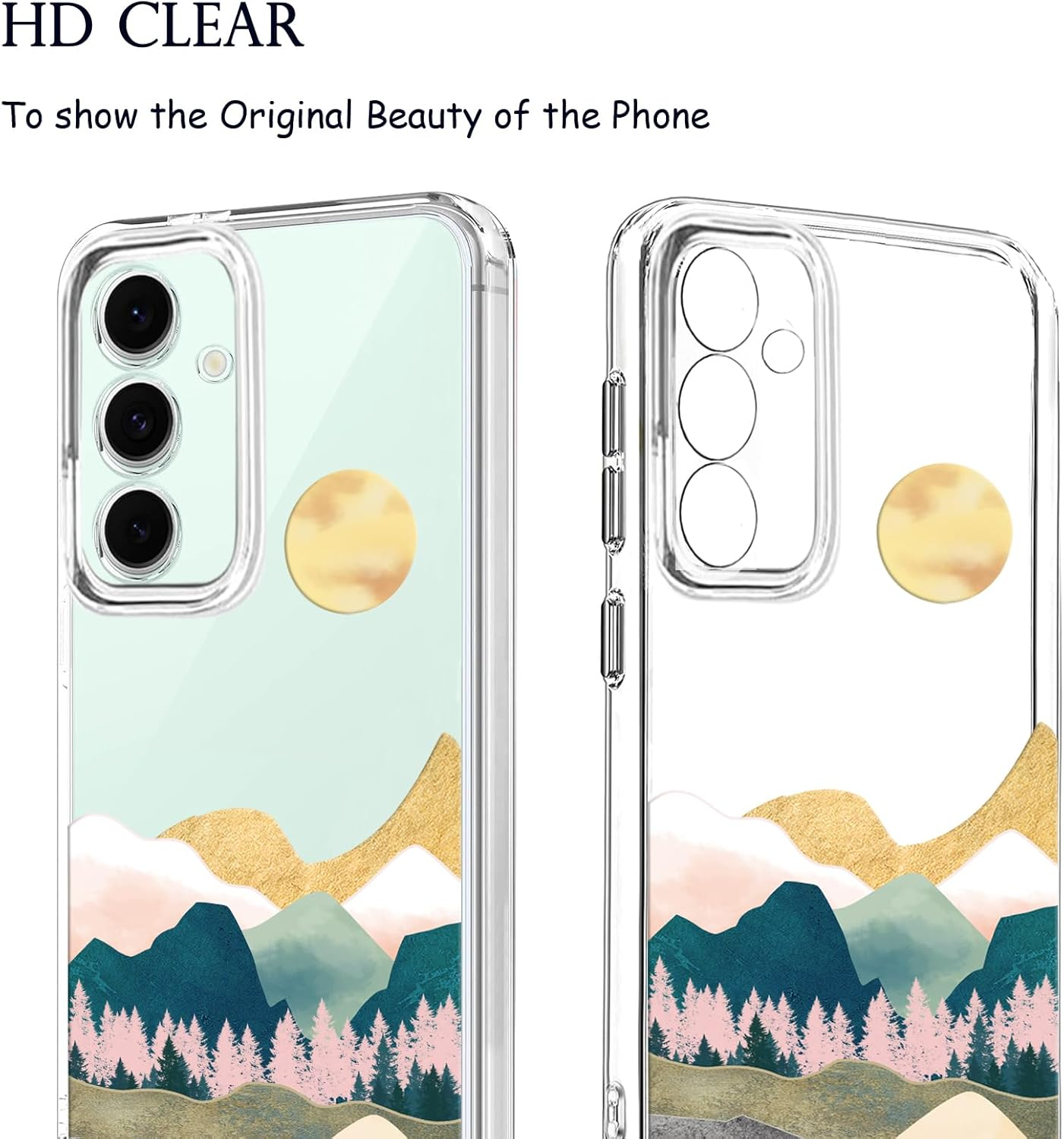 Unov Compatible with Galaxy S24 FE Case Clear with Design Soft TPU Shock Absorption Slim Embossed Flower Pattern Protective Back Cover 6.7 Inch (Serria Mountains) image number 7