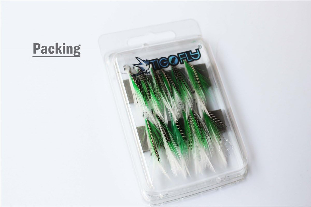 Tigofly 24 Pcs Fly Hair Wing Salmon Trout Fly Saltwater Fly Fishing Flies Lures image number 1