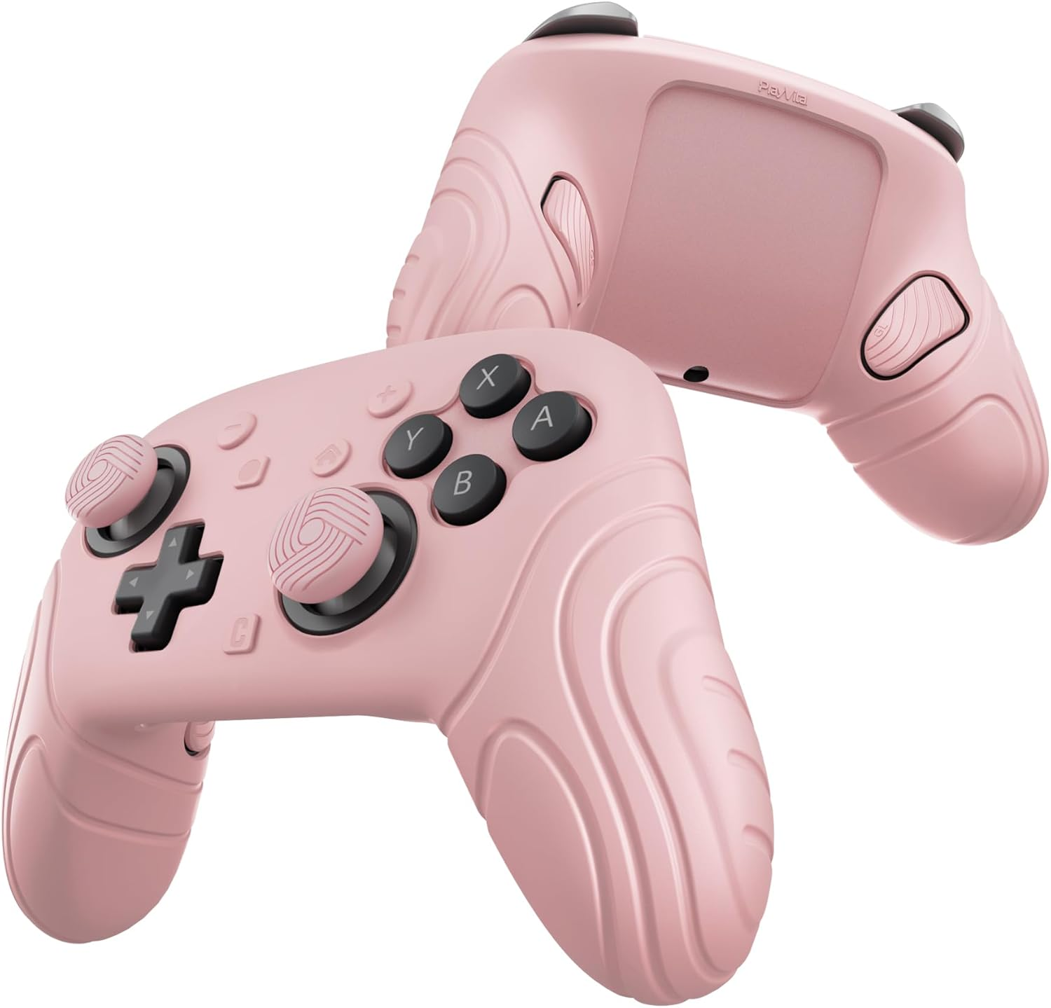 Playvital for Nintendo Switch 2 Pro Controller Silicone Cover &ndash; Samurai Edition Protective Skin Case for Switch 2 Pro Controller with Back Button Caps & Thumb Grips & Stickers - Cherry Blossoms Pink