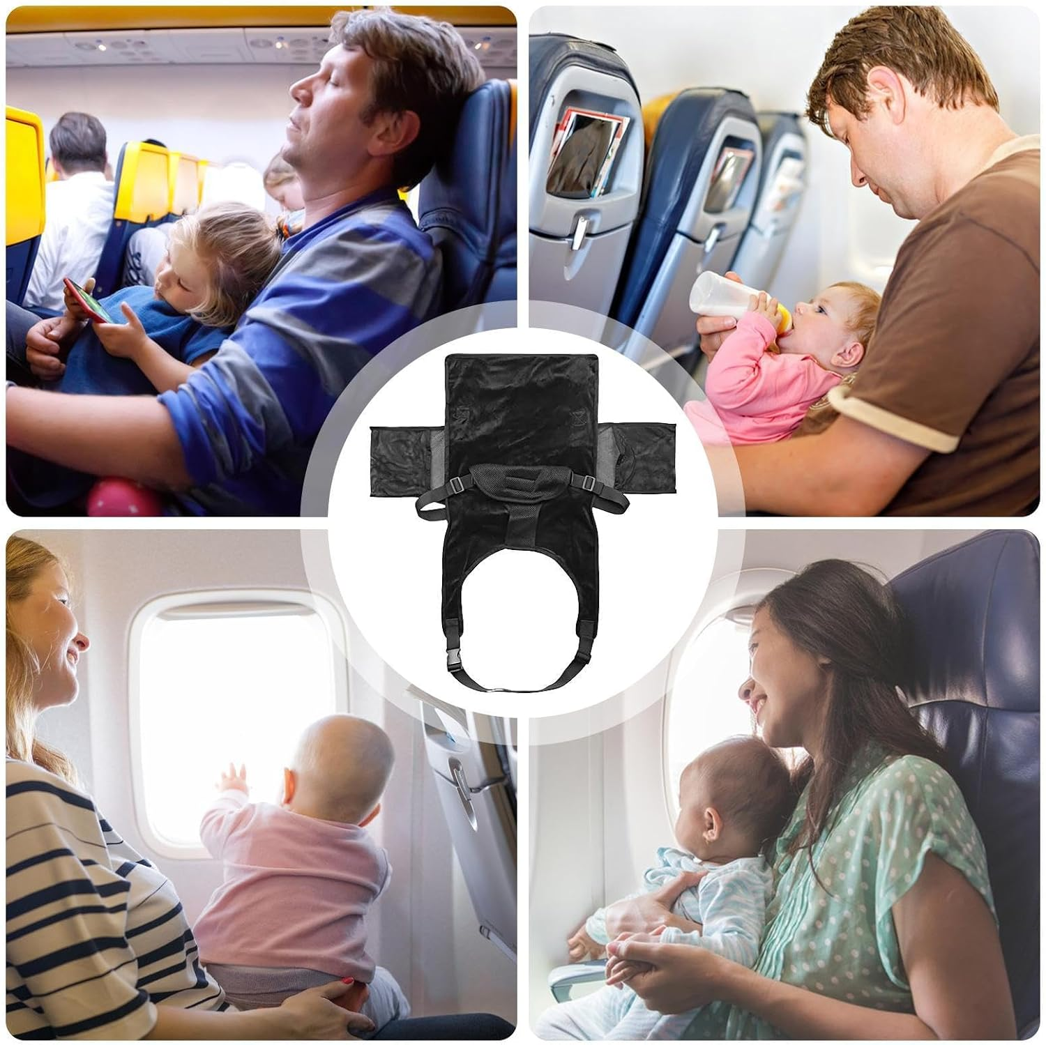 Toddler Airplane Bed, Portable Travel Toddler Bed Essentials, Soft Airplane Seat Extender for 1-4 Years Old, Lightweight and Compact for Airplane, Car, and Family Trips (Black) image number 4