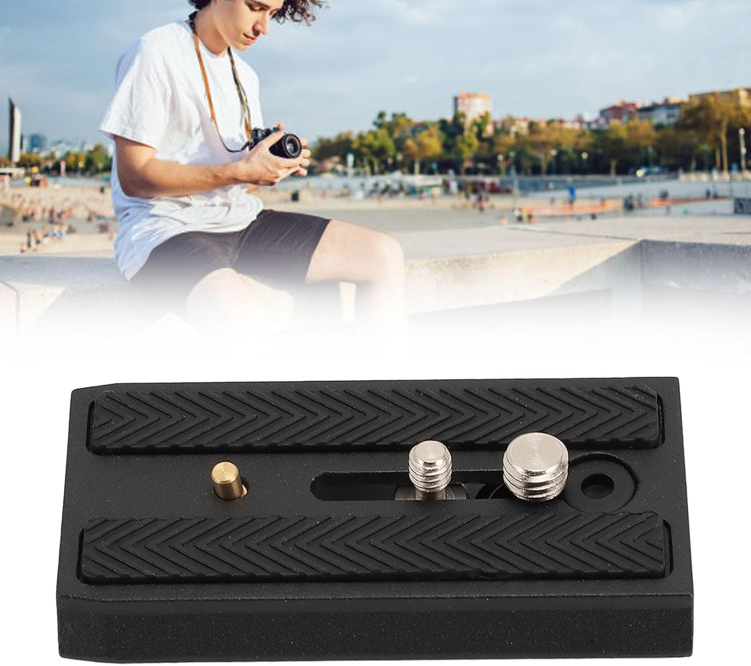 Rapid Connect Quick Release Plate, 1/4In and 3/8In Camera Mounting Plate, for DSLR Camera, Arca Swiss Standard, Universal Fit, with Anti-Slip Rubber Pads with Safety Pin image number 6