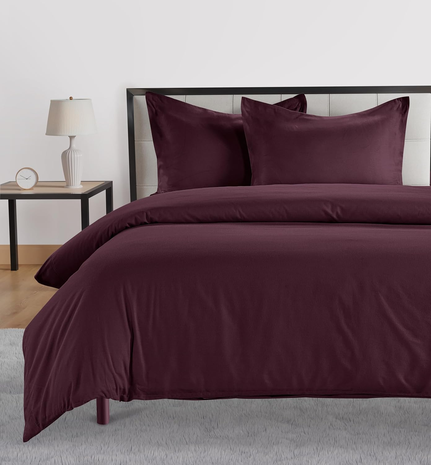 Lane Linen 100% Organic Cotton Duvet Cover 2-Piece Set (1 Duvet Cover, 1 Pillowcase), Windsor Wine, Single Quilt Cover image number 7