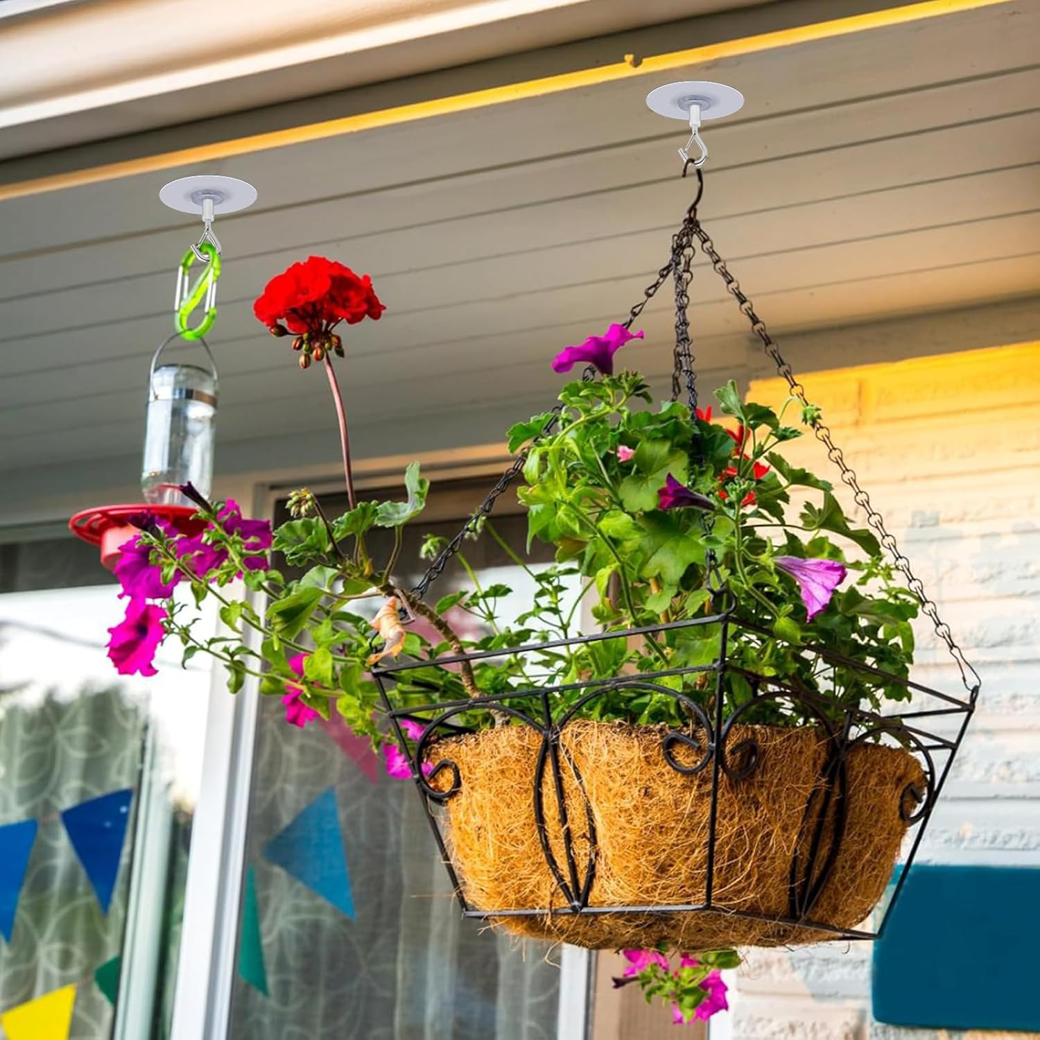 FLEXNOVA Pack of 8 Ceiling Hooks Self-Adhesive No Drilling Adhesive Hooks Ceiling Extra Strong Ceiling Hooks for Gluing, Ceiling Mounting No Drilling for Hanging Plants image number 4