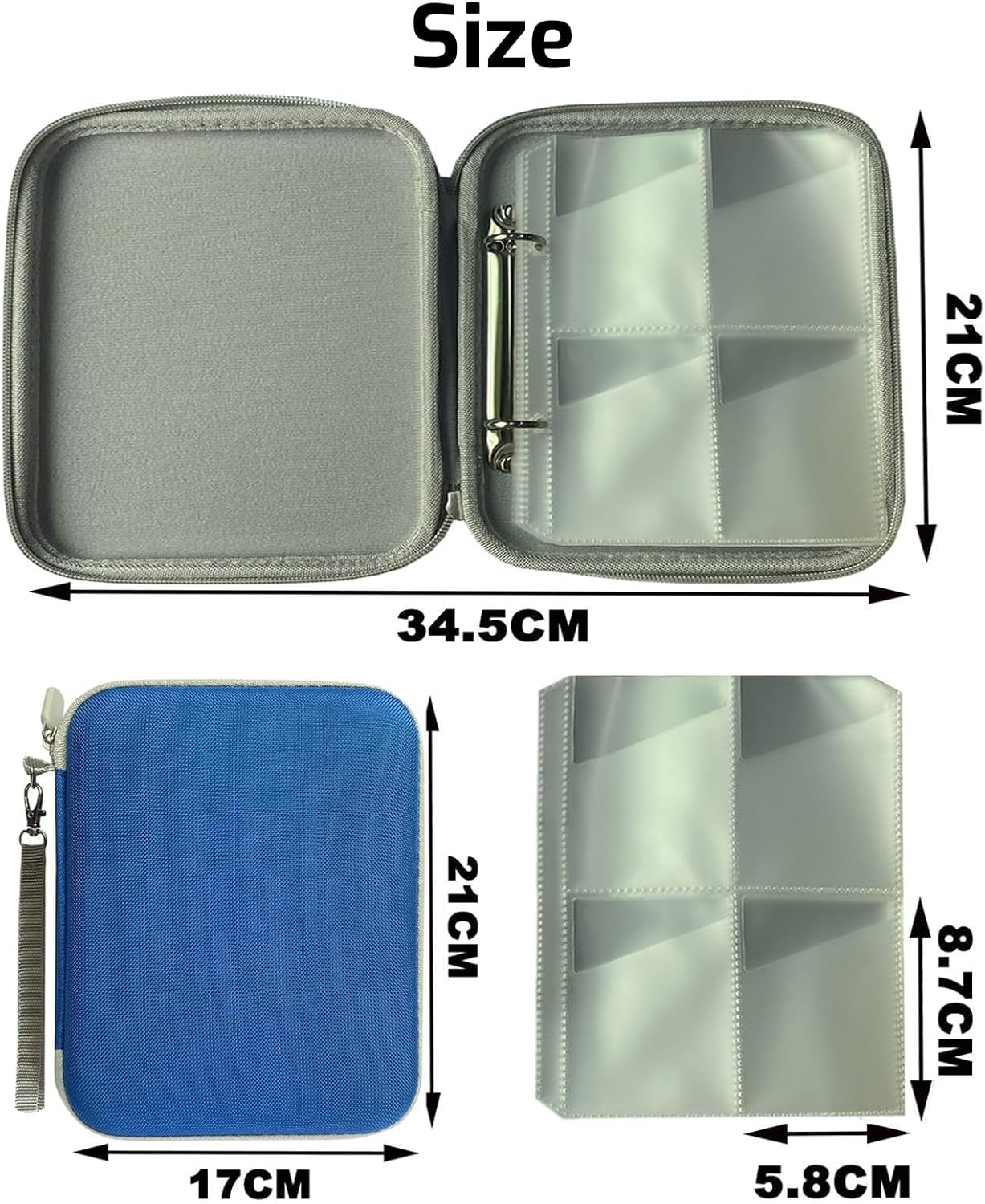 Tzylomirx Card Case Holder for Yoto Cards - 80 Pockets Card Holder Storage with Carry Strap and Zipper for Yoto Mini Cards, Card Binder Holder with Sleeves for Journey - Blue image number 5