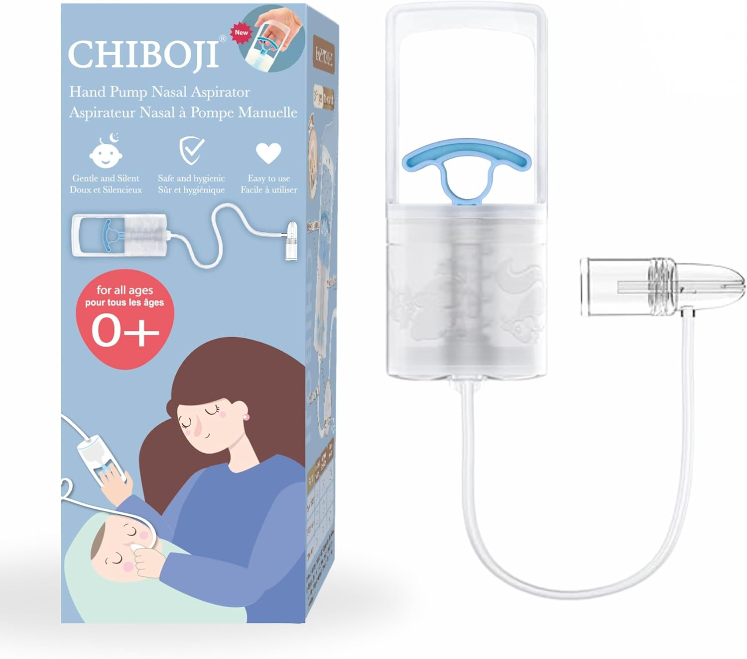 Chiboji Authentic Baby and Toddler Nasal Aspirator - Hand Pump Booger Nose Sucker with Non-Invasive Nozzle Tip for Quick, Quiet Suction, Relieve Stuffy Noses and Clear Mucus, Made in Taiwan image number 1