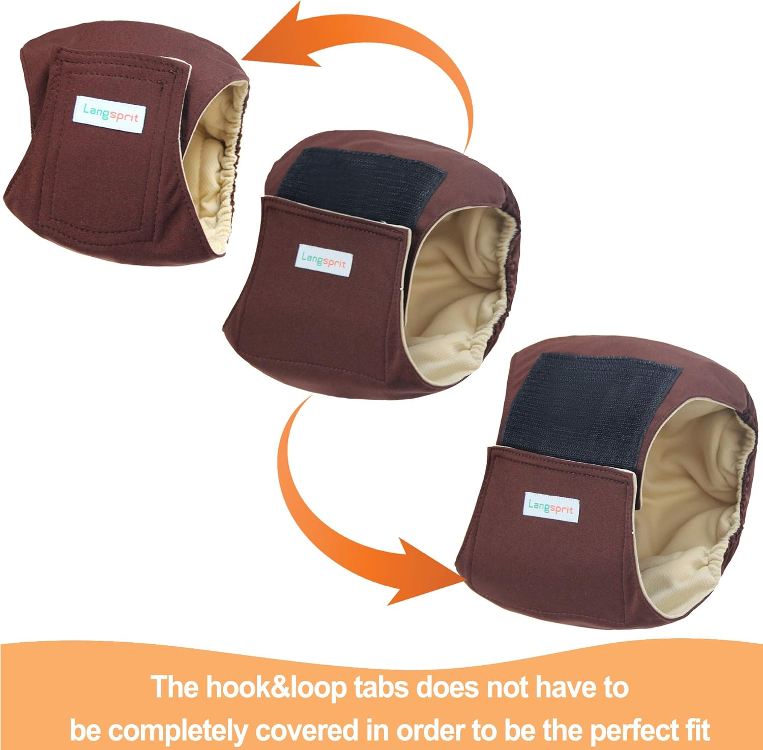 Langsprit Male Belly Bands for Dogs (Pack of 3) - High Absorbing Washable Dog Wraps - Reusable Diapers (Black, Gray, Coffee, Small) image number 4