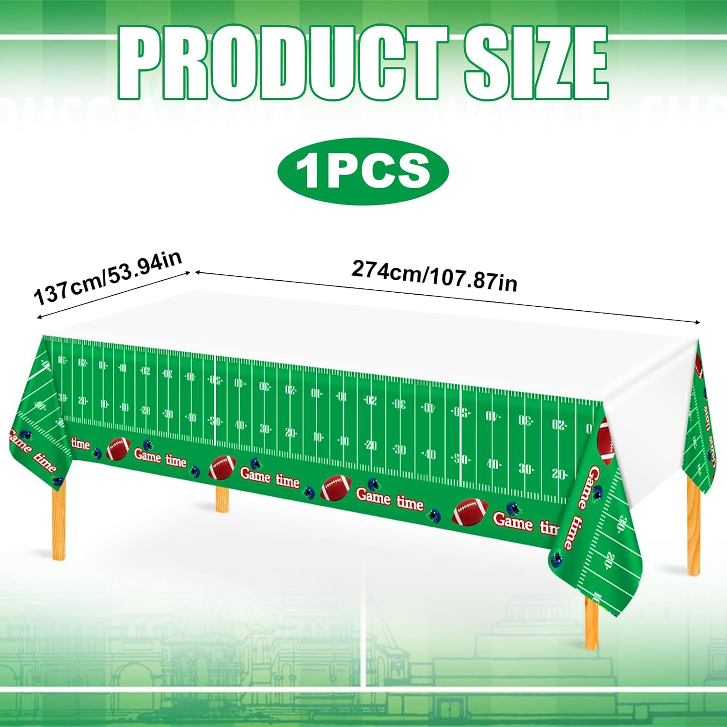 Football Tablecloth, 54X108 Inch Football Table Cover Touchdown Football Table Runner Plastic Football Party Decorations Table Decor Table Cloth for Sport Themed Party Birthday Gameday Supplies