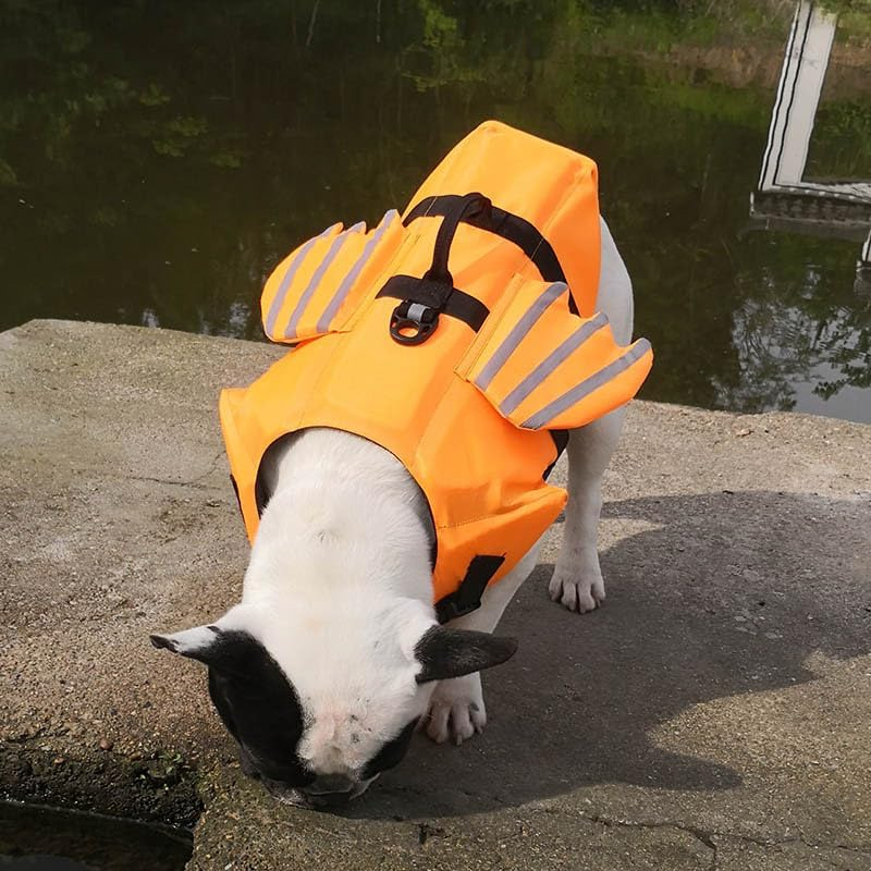 Dog Life Jacket, Ripstop Pet Floatation Evil Life Vest for Small Middle Large Dog, Safe Durable Comfortable Adjustable Preserver with High Buoyancy for Swimming Boating at Pool Beach (L, Orange) image number 4