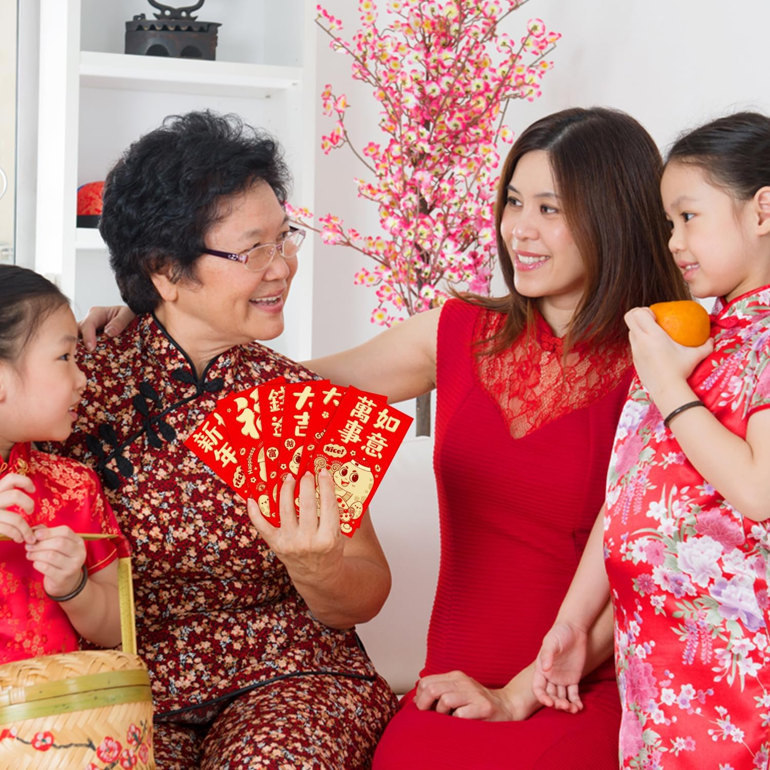 Yakiter Red Envelope, 12Pcs, 6 Kinds, Gold Embossed Pattern, Snake Lunar New Year, 3.6 X 6.8 Inch, Lucky Money Hong Bao Lai See image number 4