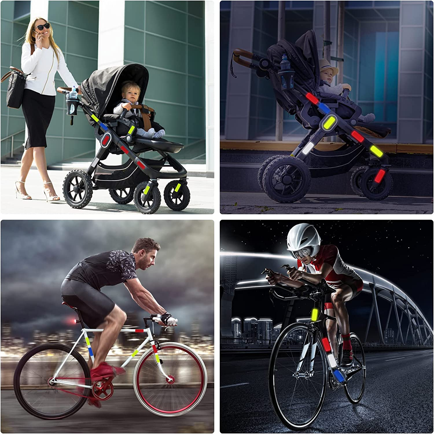 Abeillo 30 Safety Reflective Stickers, Warning Stickers - Stick-On Car Reflector Tape for Vehicle, Bicycles, Motorcycles, 1.18 X 3.25 Inch image number 1